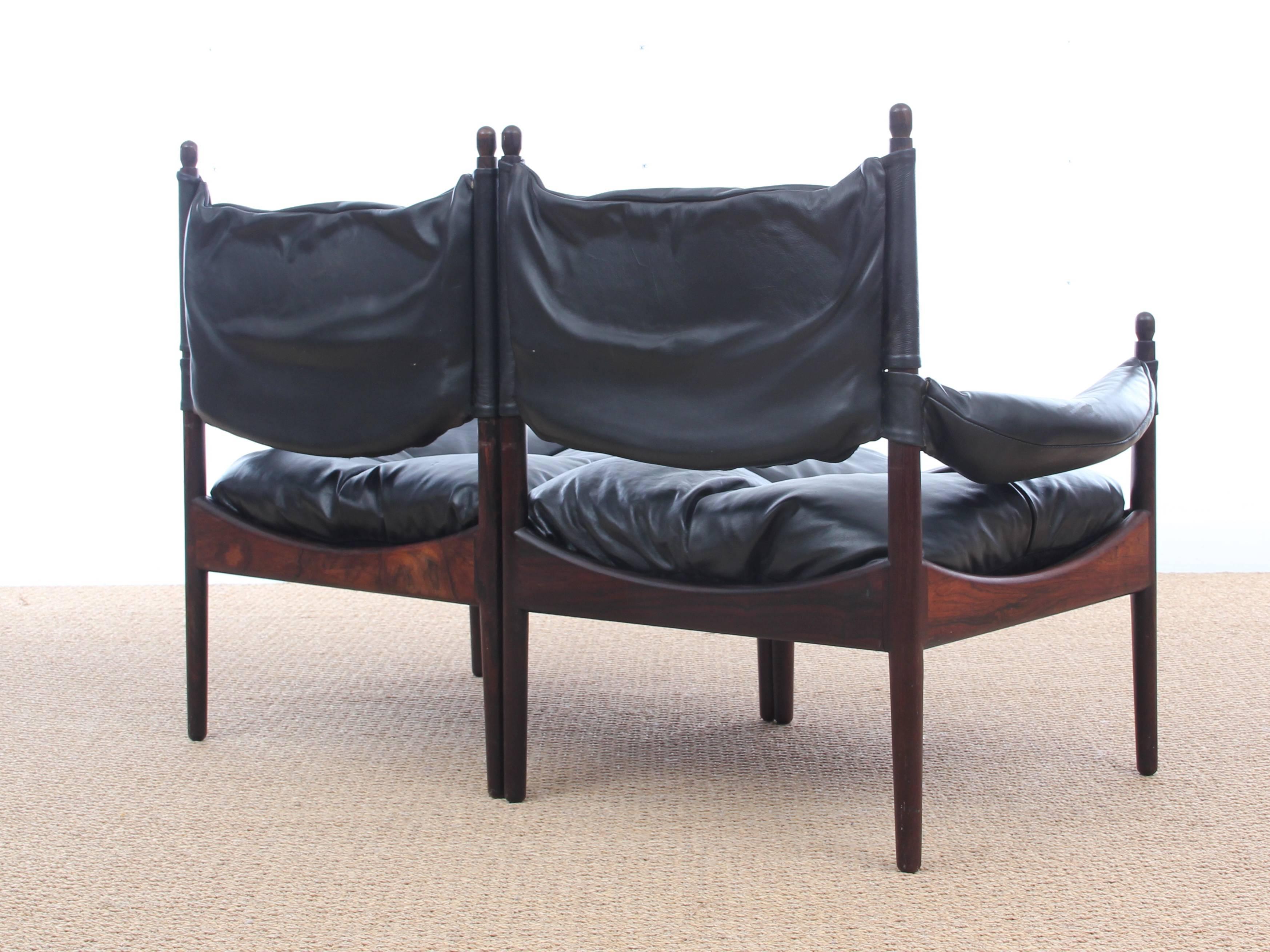 Mid-20th Century Mid-Century Modern Danish Two Seats Sofa in Rosewood Model Modus For Sale