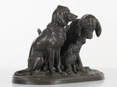 19th Century, Henri Alfred Jacquemart Bronze Dog Group Sculpture