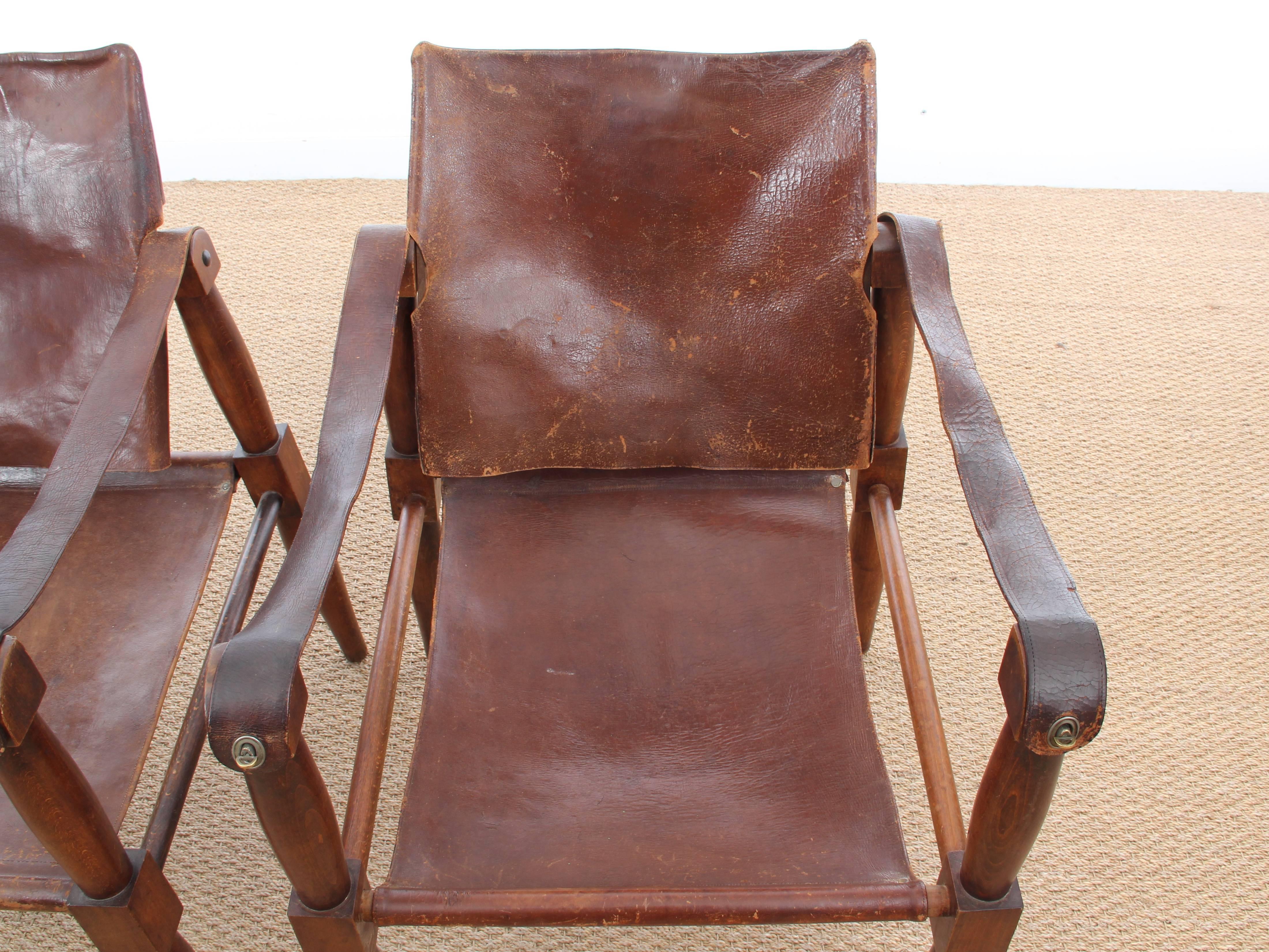 Safari-Stühle, Paar (Leder) im Angebot