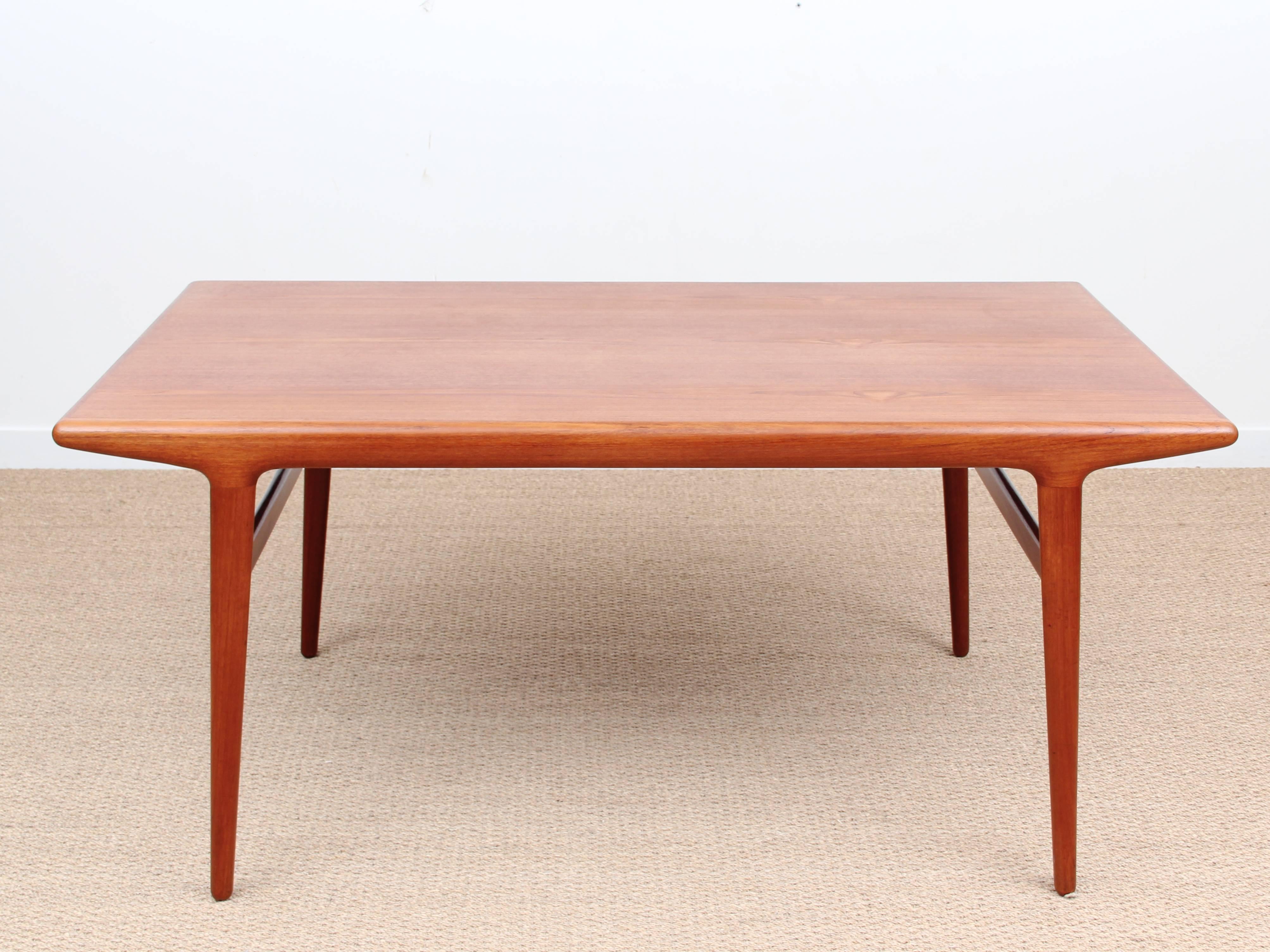 Mid-Century Modern dining table in teak by Niels Møller 6/10 seats. Two extra leaves. Measures:
Width 160/230 cm.