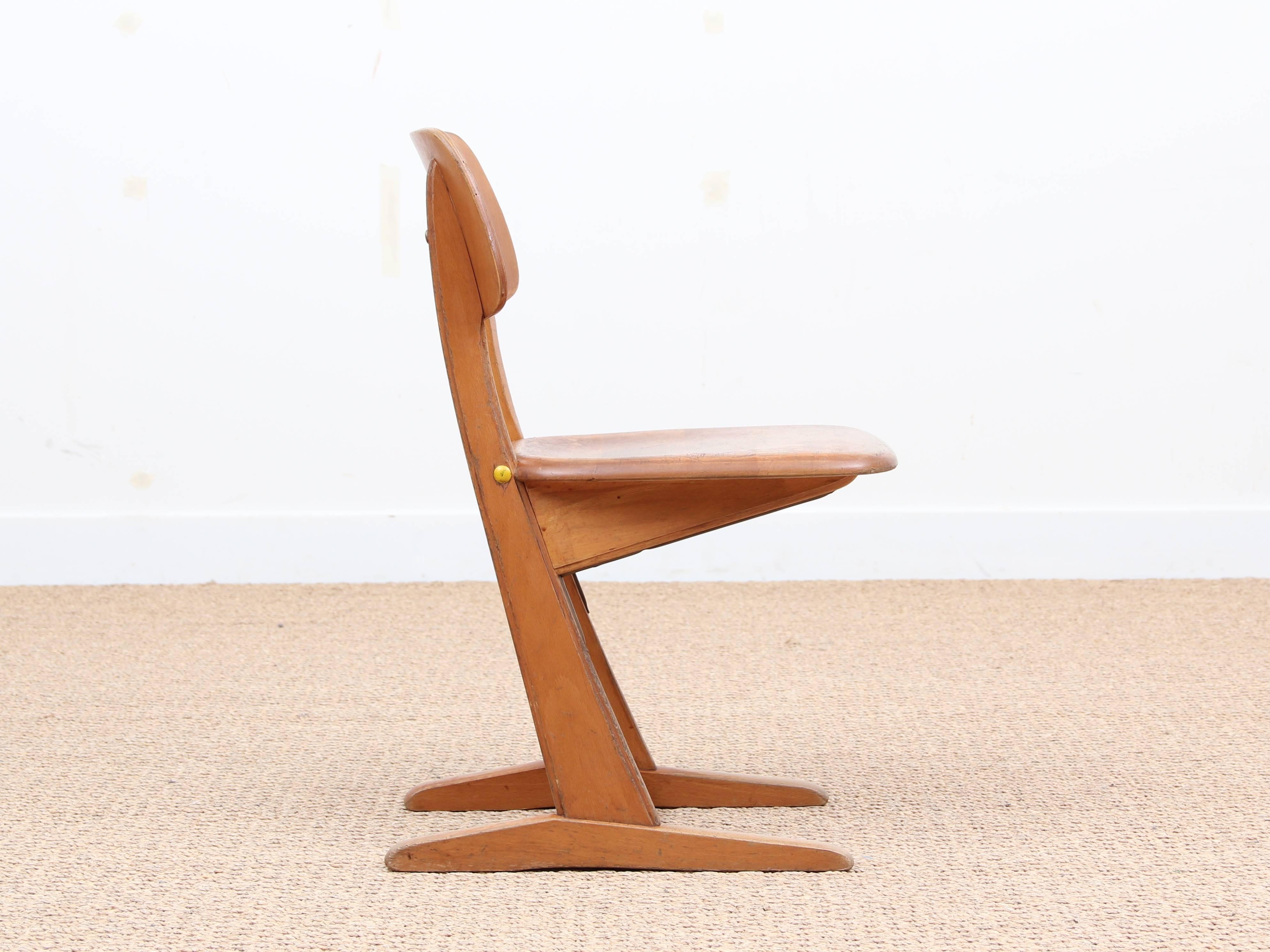 Mid-Century Modern German school chair by Casala. Made for German school in the 1960s. Strong enough to bear an adult's weight. Six chairs in stock. Price for one chair.