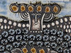 Lisa Larson Wall Plaque, Stoneware, Women in Chair from the Series Unique