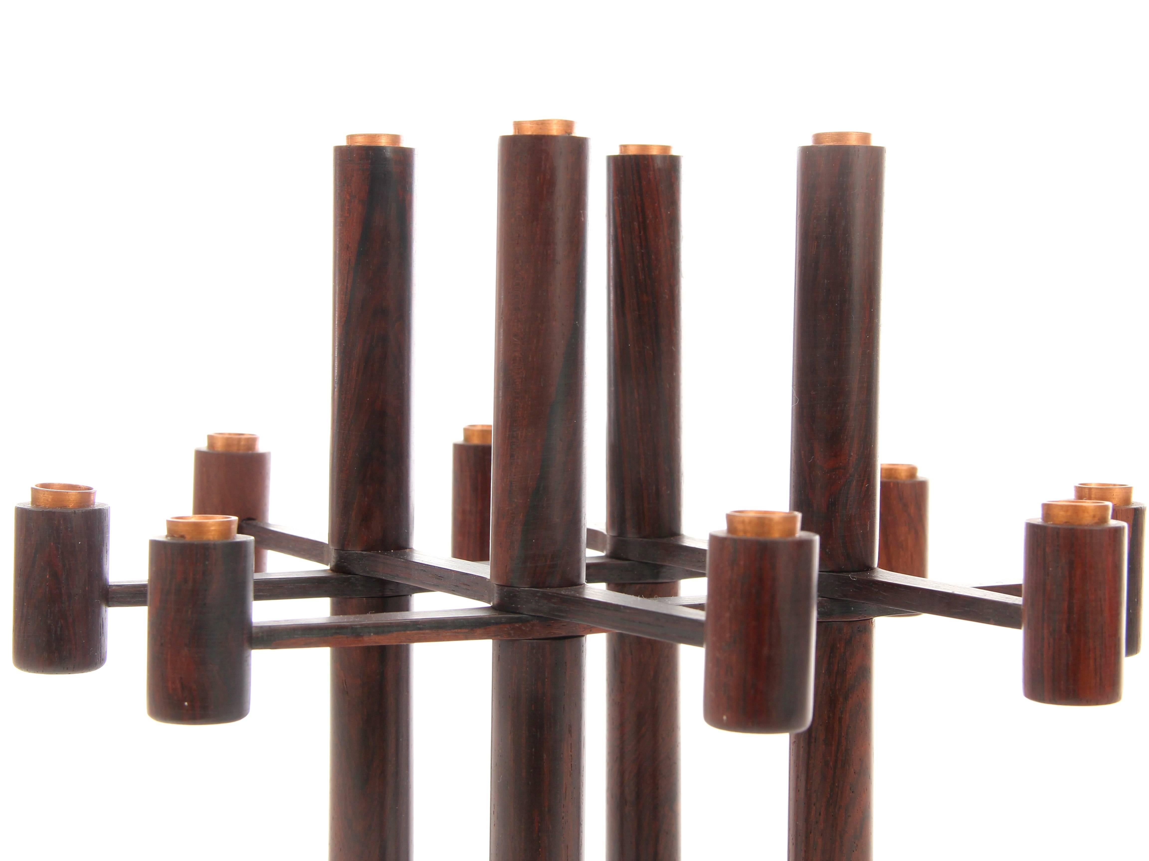 Danish Mid-Century Modern Scandinavian Folding Candle Holder in Rosewood For Sale