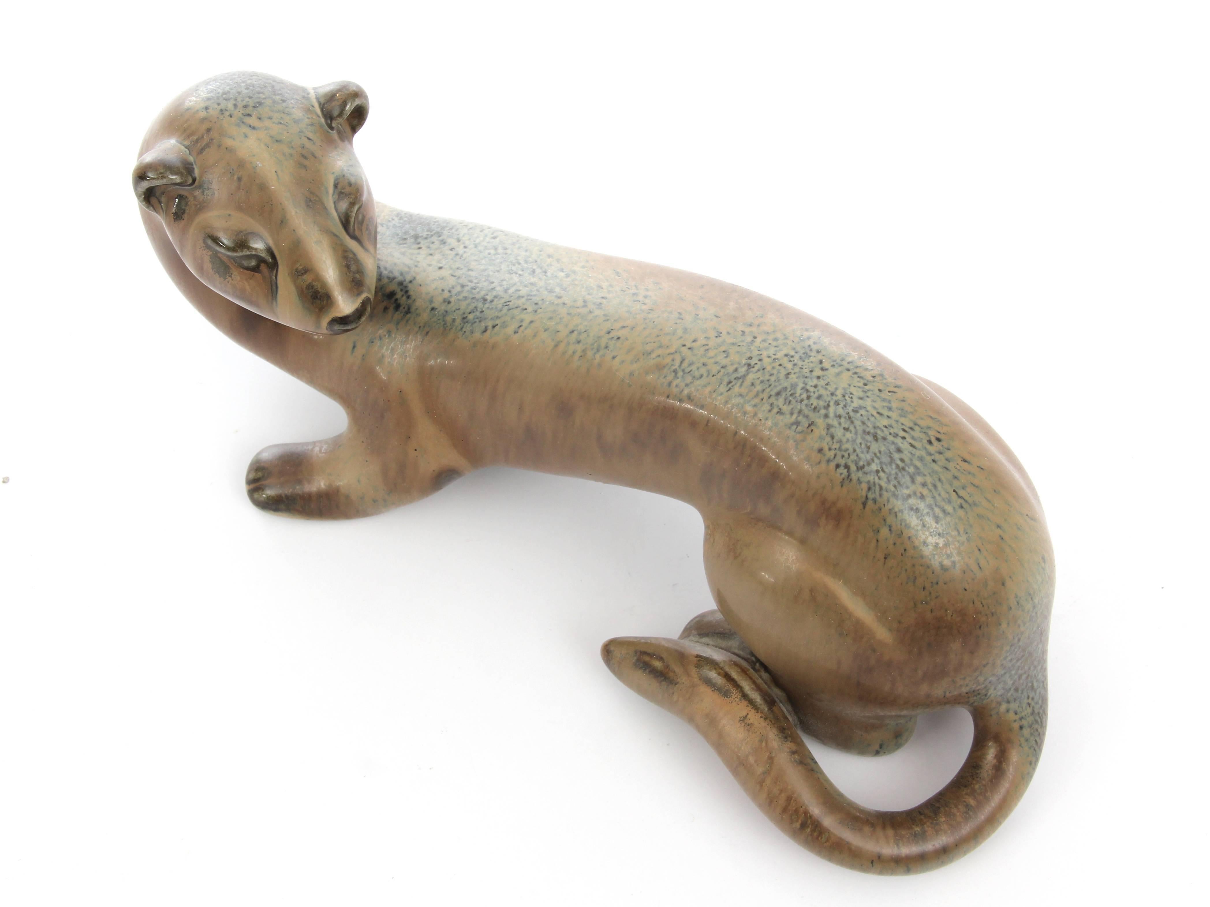 Mid-20th Century Mid-Century Modern Scandinavian Ceramic Ferret by Gunnar Nylund For Sale