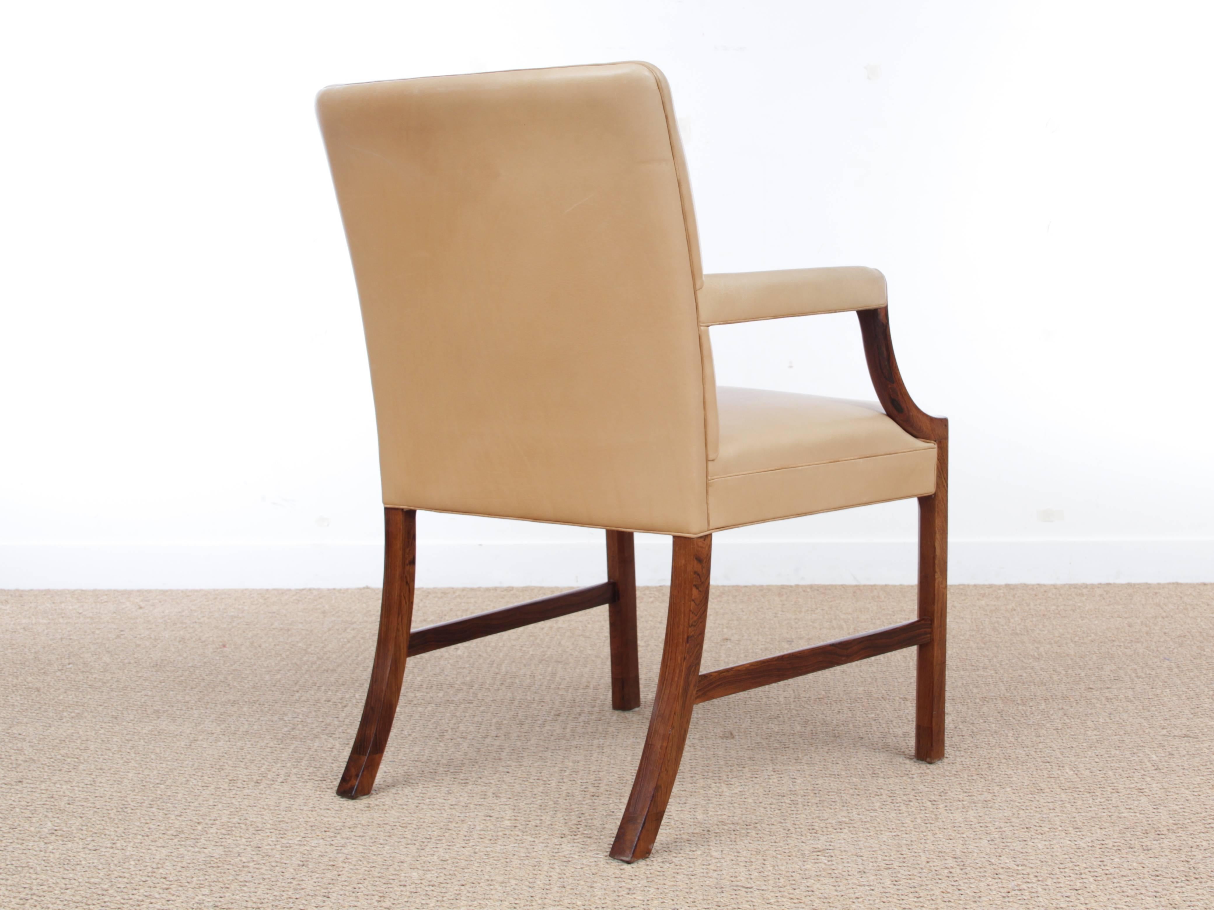 Mid-20th Century Mid-Century Modern Armchair by Ole Wanscher in Rosewood For Sale