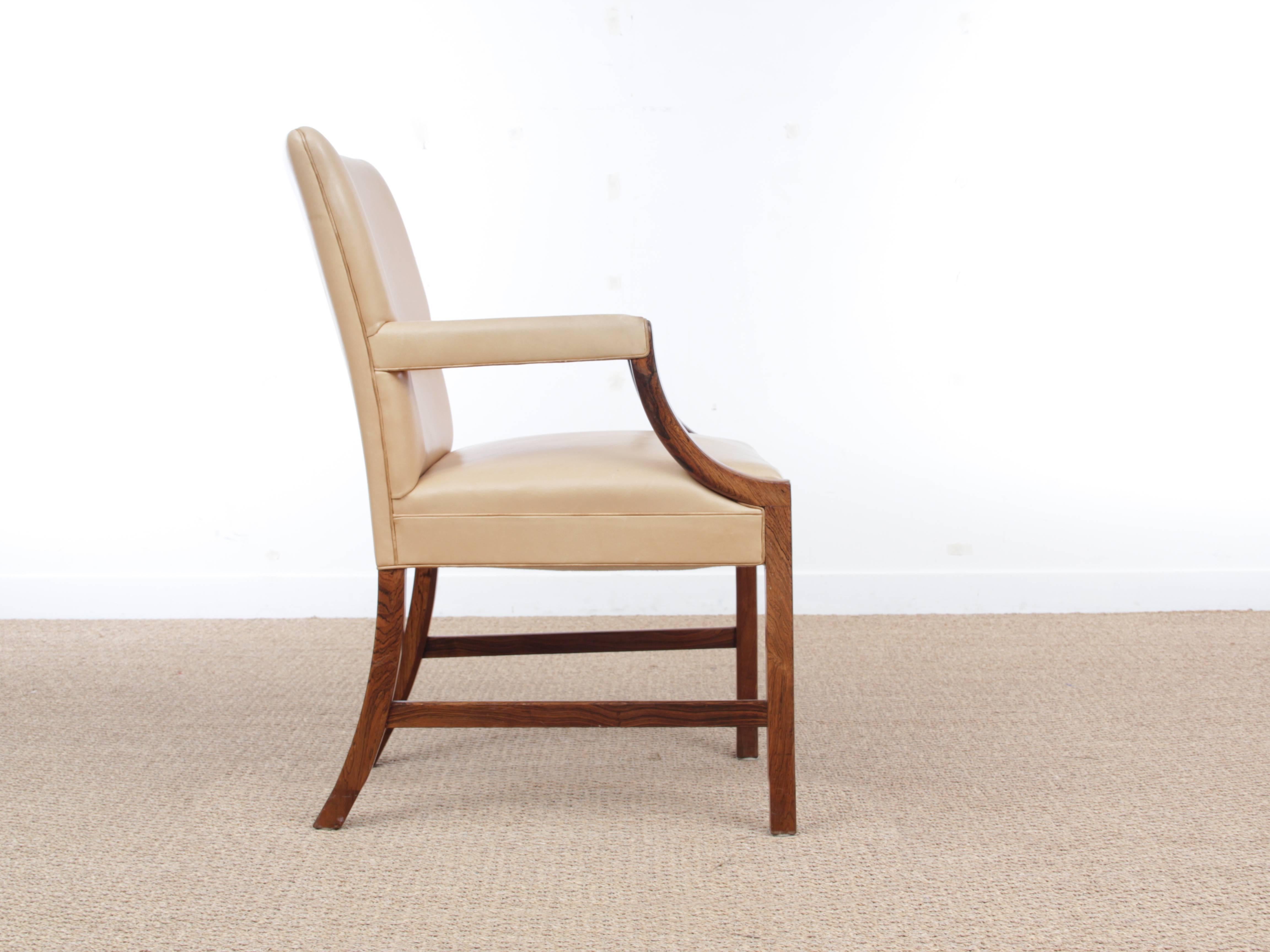 Mid-Century Modern Armchair by Ole Wanscher in Rosewood In Excellent Condition For Sale In Courbevoie, FR