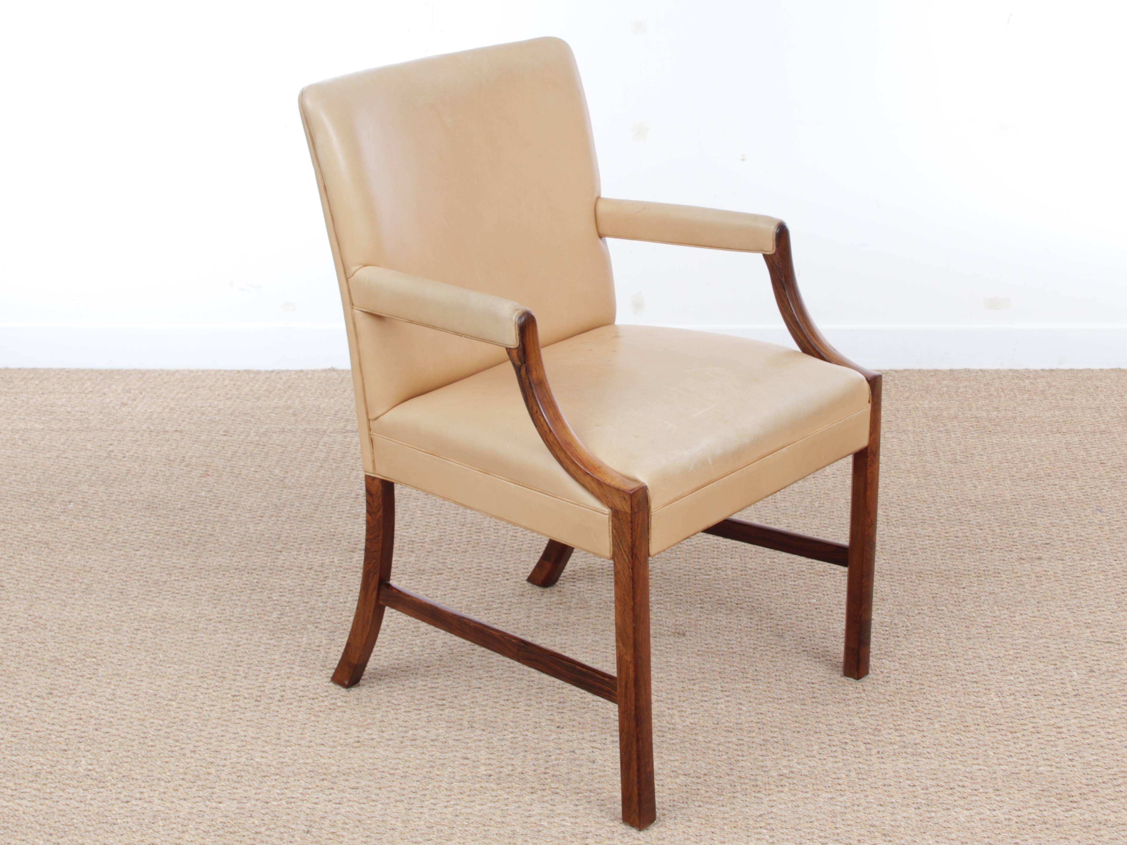 Mid-Century Modern Armchair by Ole Wanscher in Rosewood For Sale 4