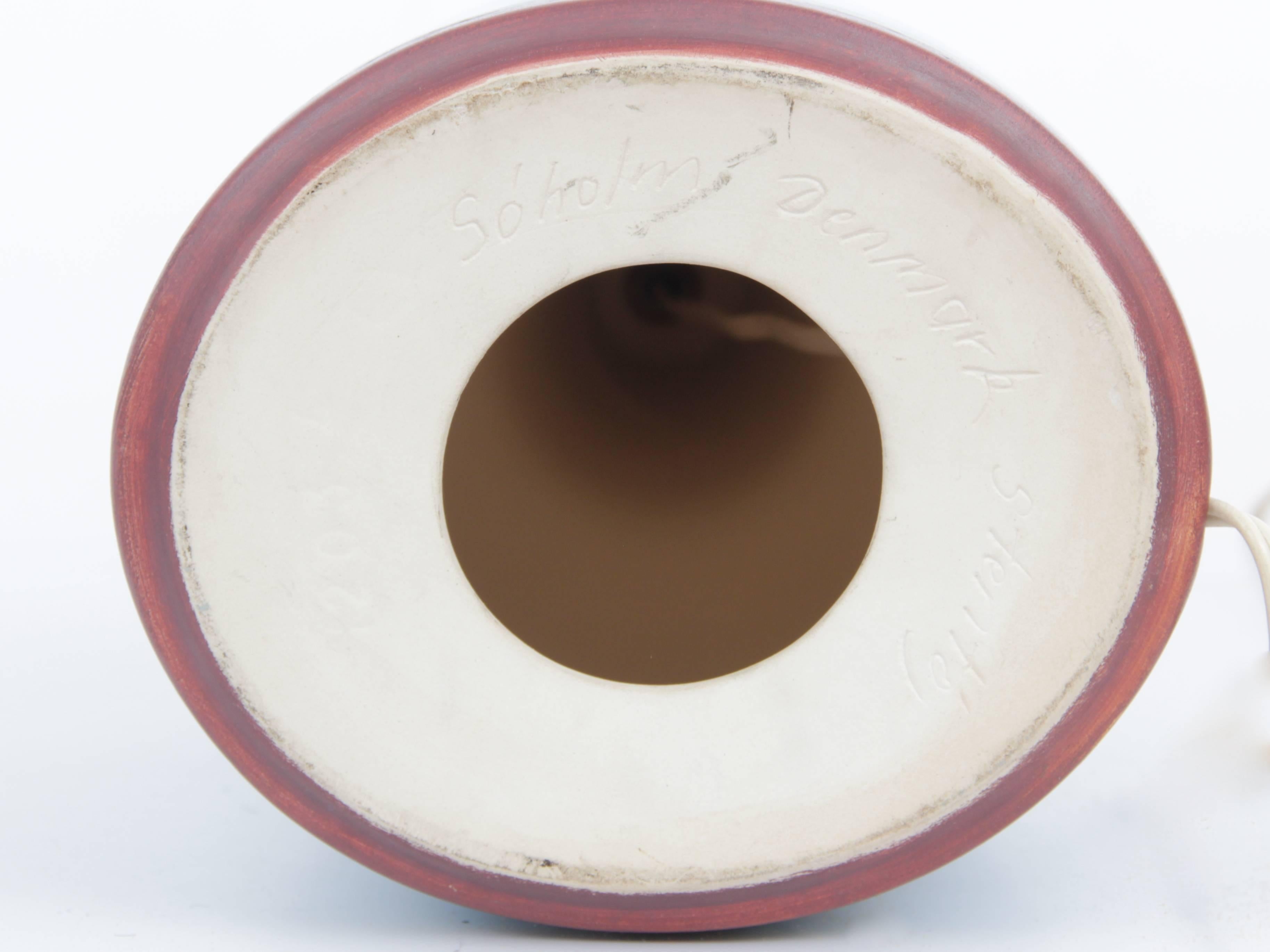 Lámpara de cerámica escandinava de mediados de siglo by Soholm finales del siglo XX en venta