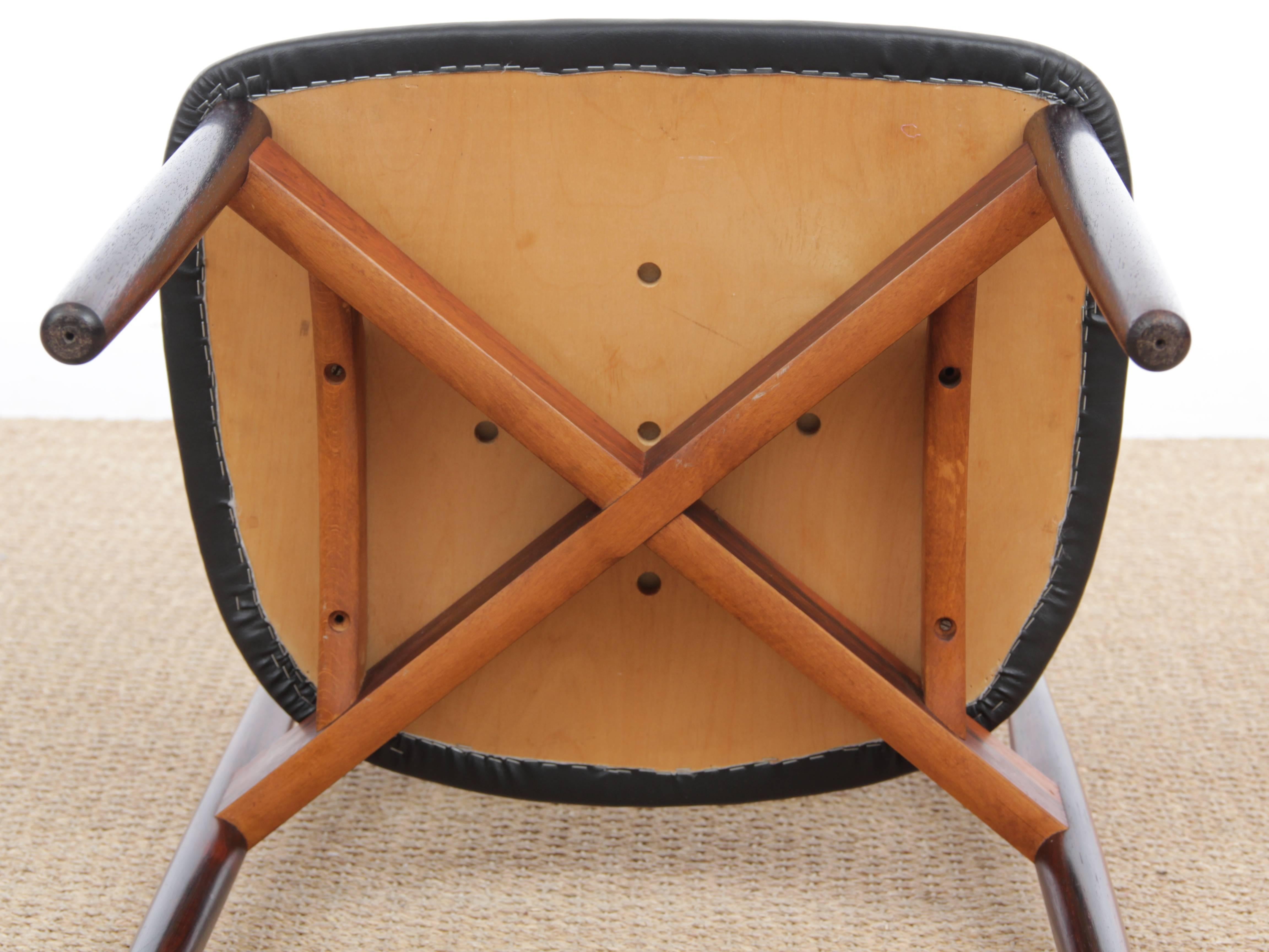 Mid-Century Modern Scandinavian Set of Six Rosewood Chairs Model 61 by Harry Øst 1