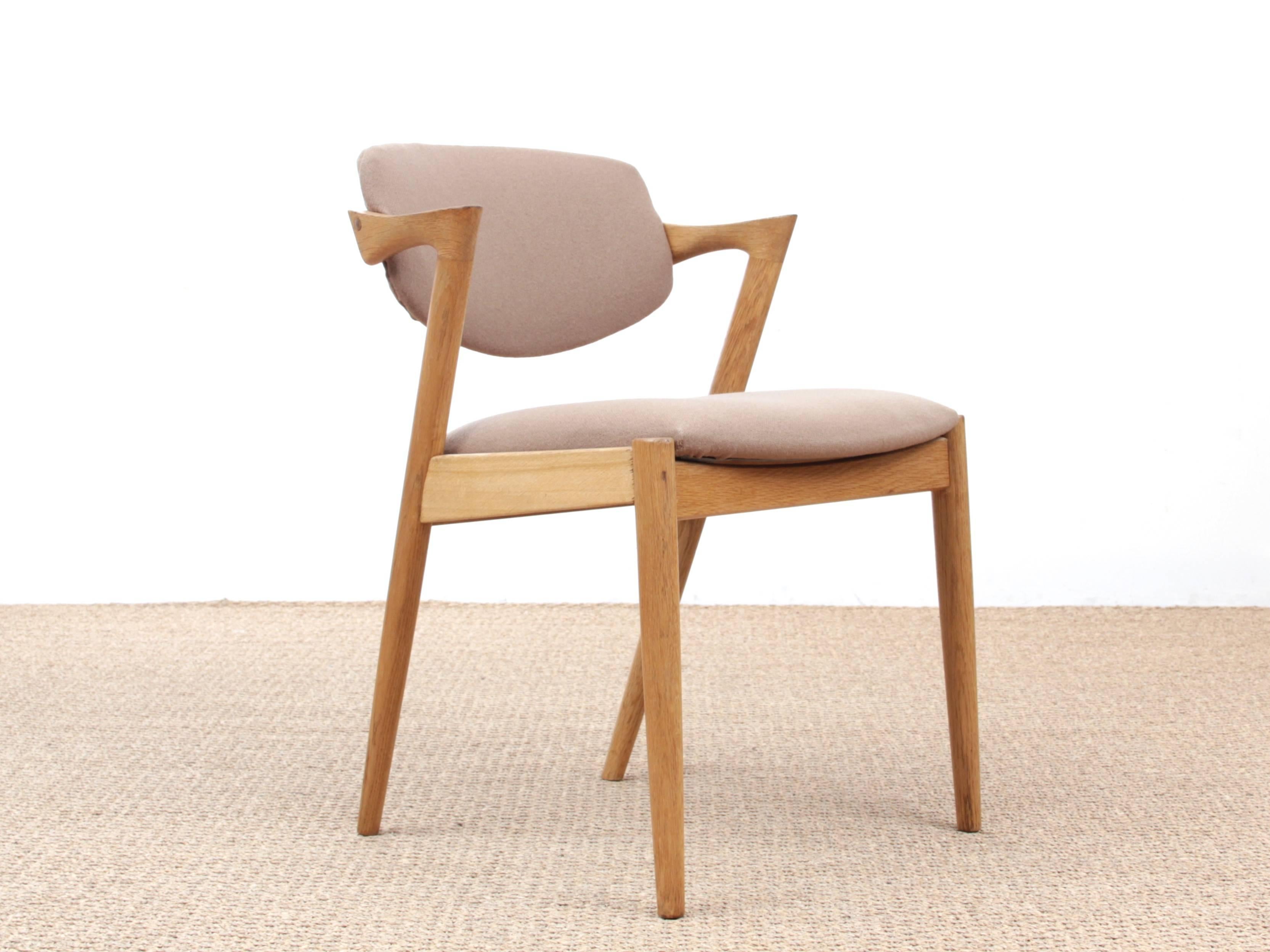 Scandinavian Midcentury Danish Set of Eight Kai Kristiansen Oak Chairs, Model 42