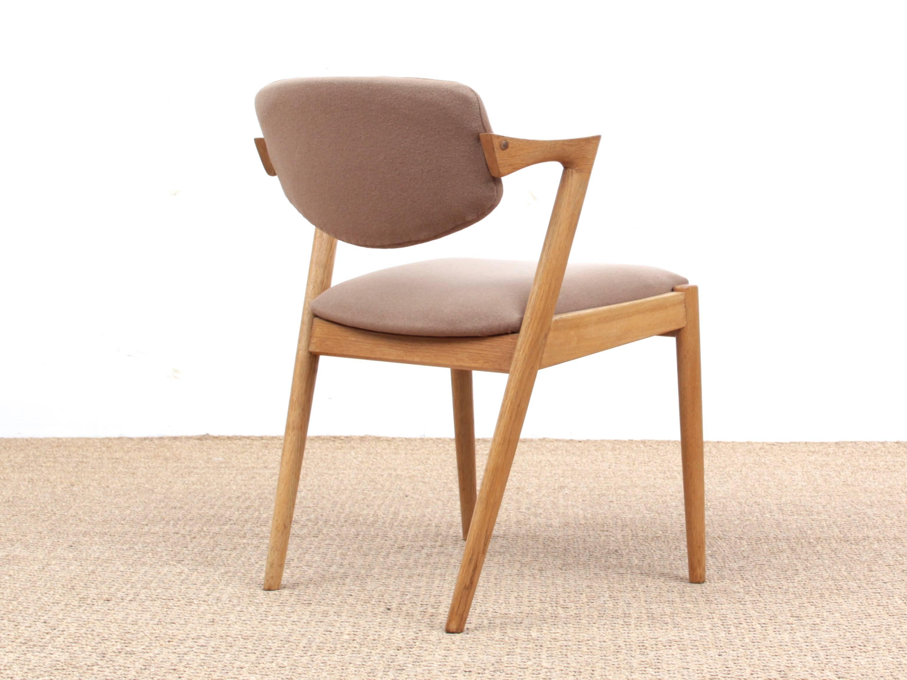 Mid-20th Century Midcentury Danish Set of Eight Kai Kristiansen Oak Chairs, Model 42
