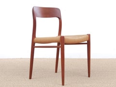 Mid-Century Modern Scandinavian Set of Six Dining Chairs in Teak Model 75