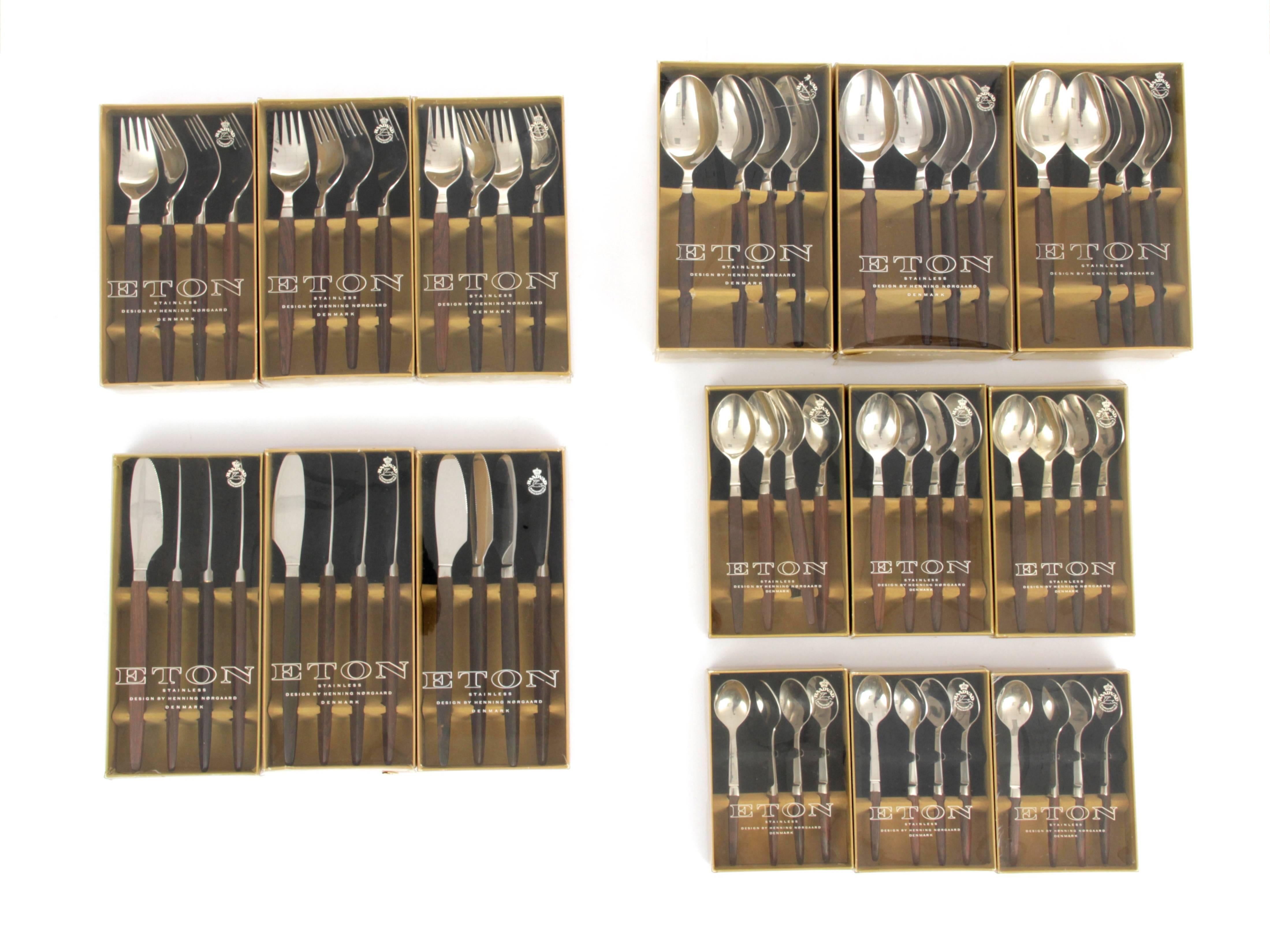 Stainless Steel Mid-Century Modern Scandinavian Cutlery by Henning Nørgaard, Model Eton, 60 Pcs