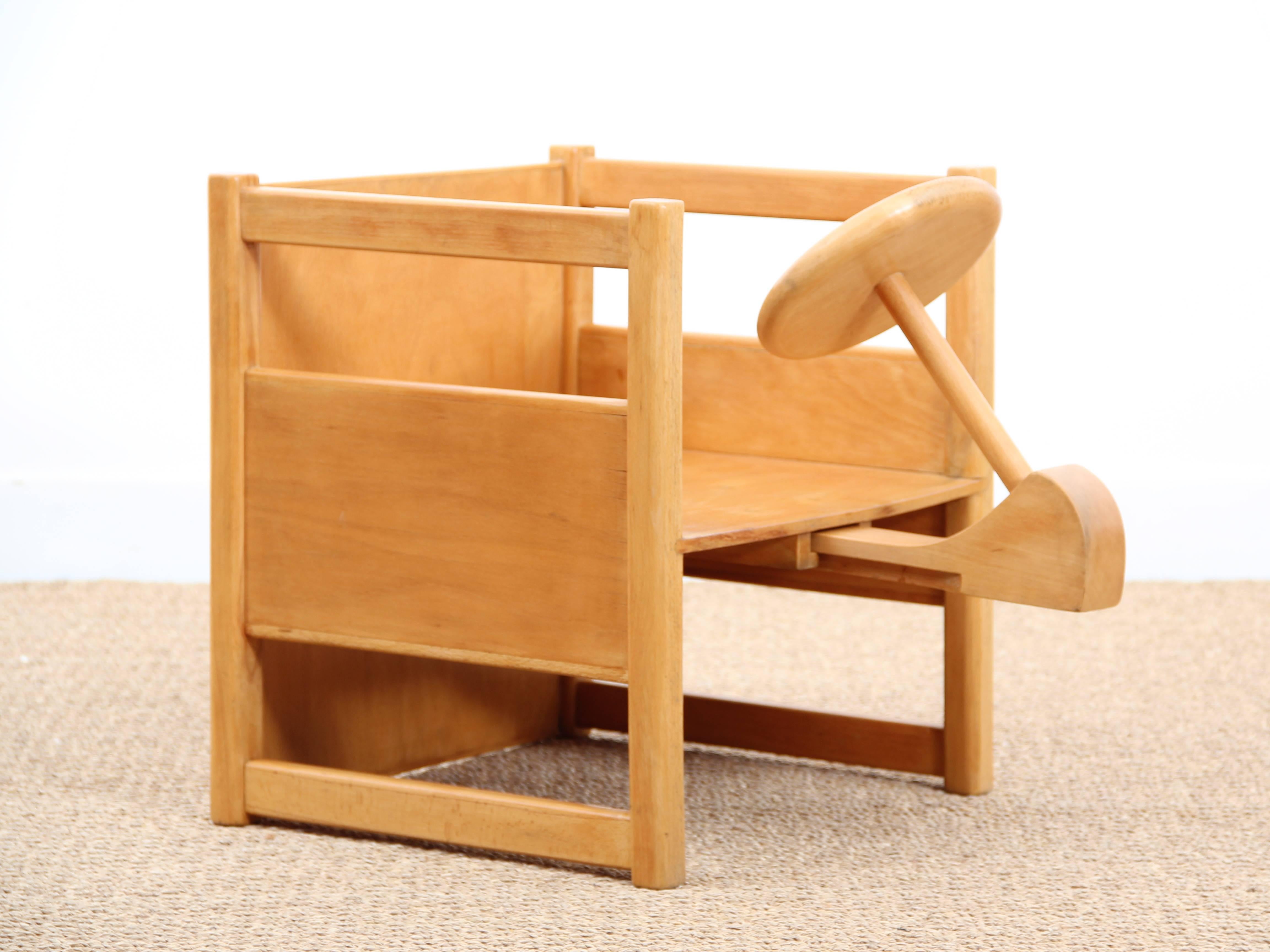Mid-20th Century Scandinavian Reversable Table and Chair for Children, Designed by Kay Bojesen