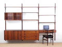 Mid century modern scandinavian wall system in rosewood