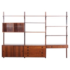 Mid century modern scandinavian wall system in rosewood