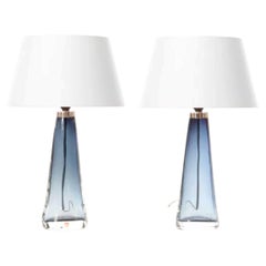 Coppia di lampade da tavolo in stile scandinavo Mid-Century Modern in cristallo, modello RD 1566, rosso