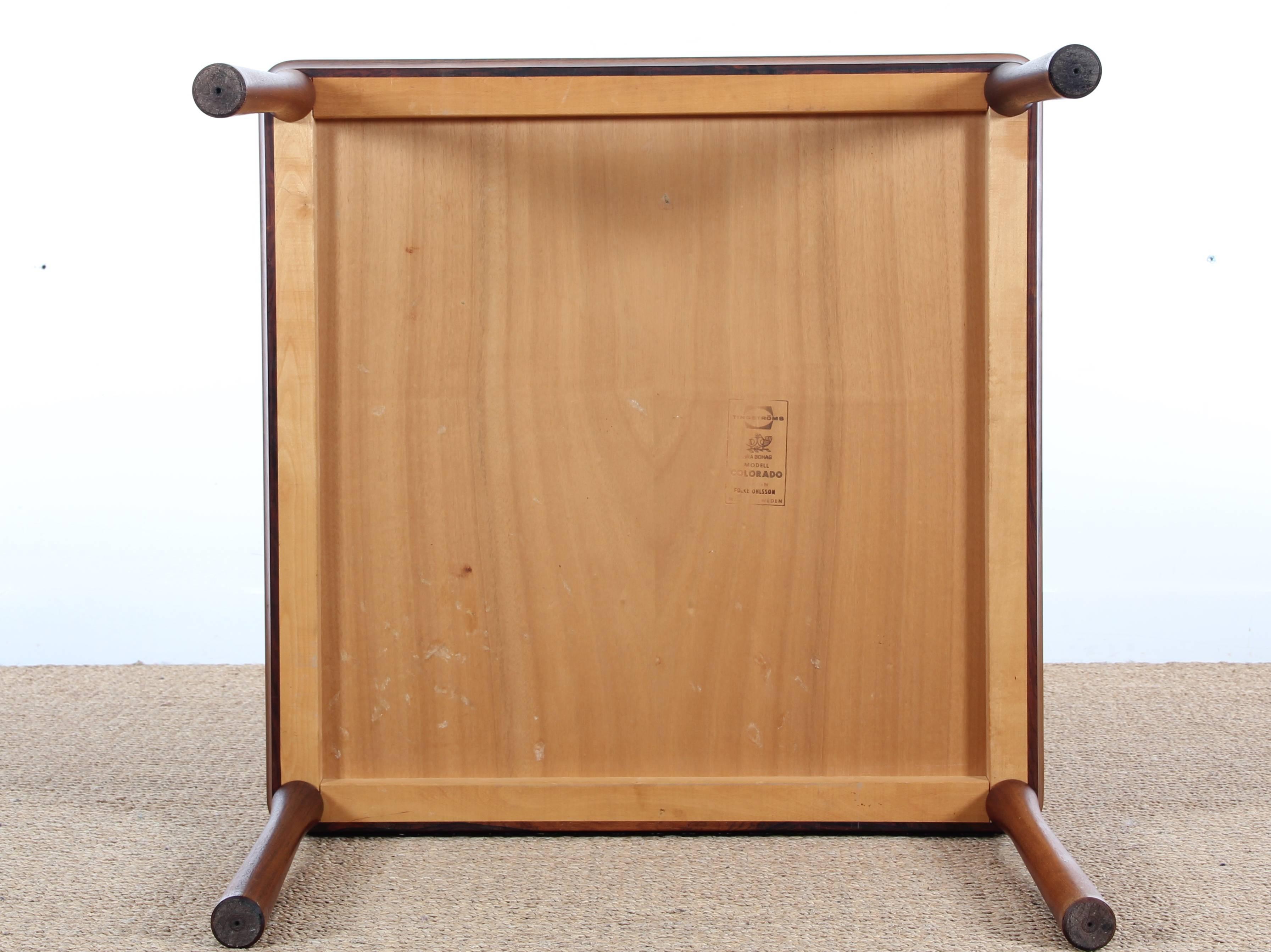 Milieu du XXe siècle Table basse moderne du milieu du siècle dernier en bois de rose, modèle Colorado de Folke Ohlsson en vente