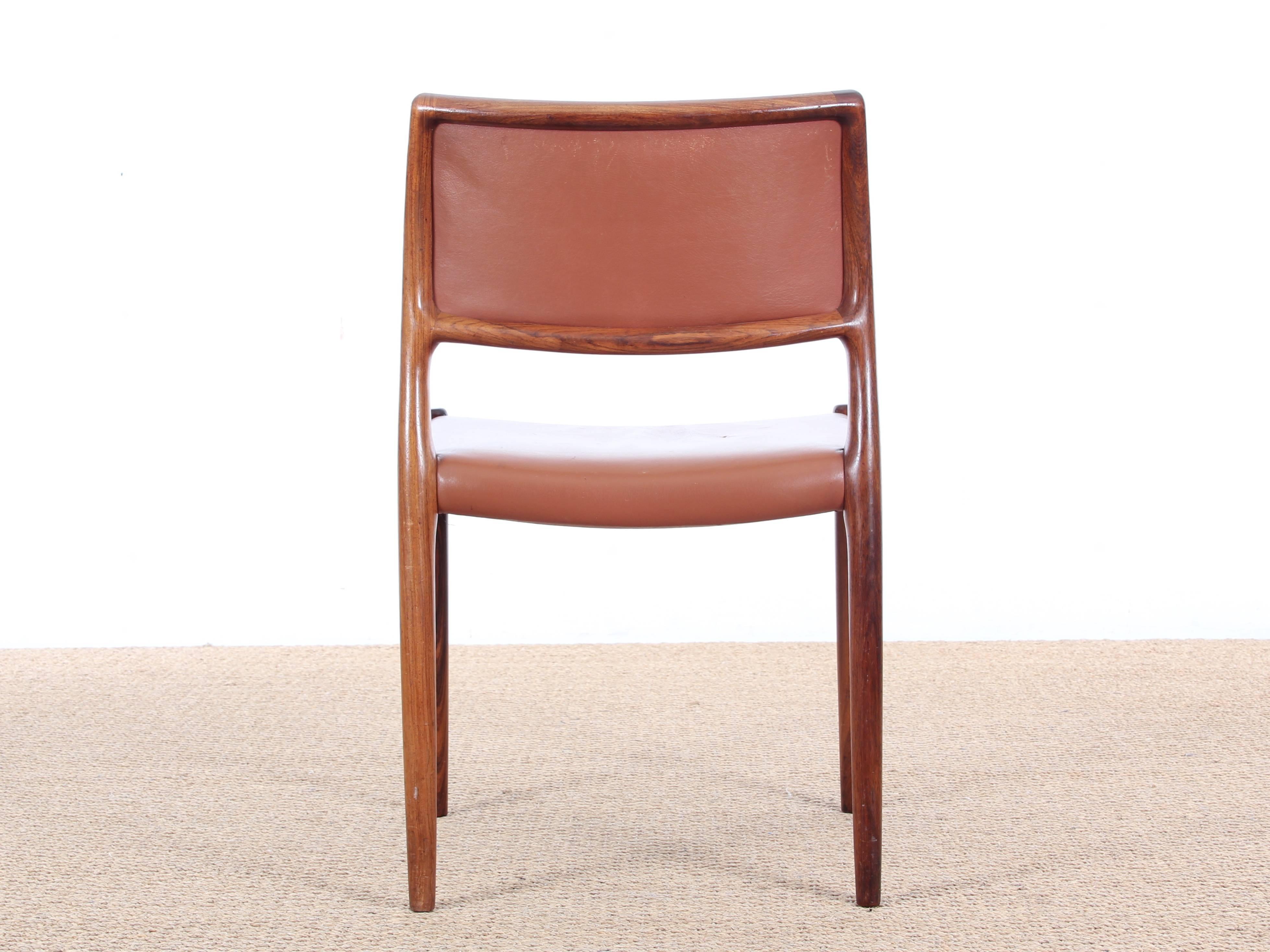 Mid-20th Century Mid-Century Danish Set of Six Chairs in Rosewood by Niels Møller For Sale