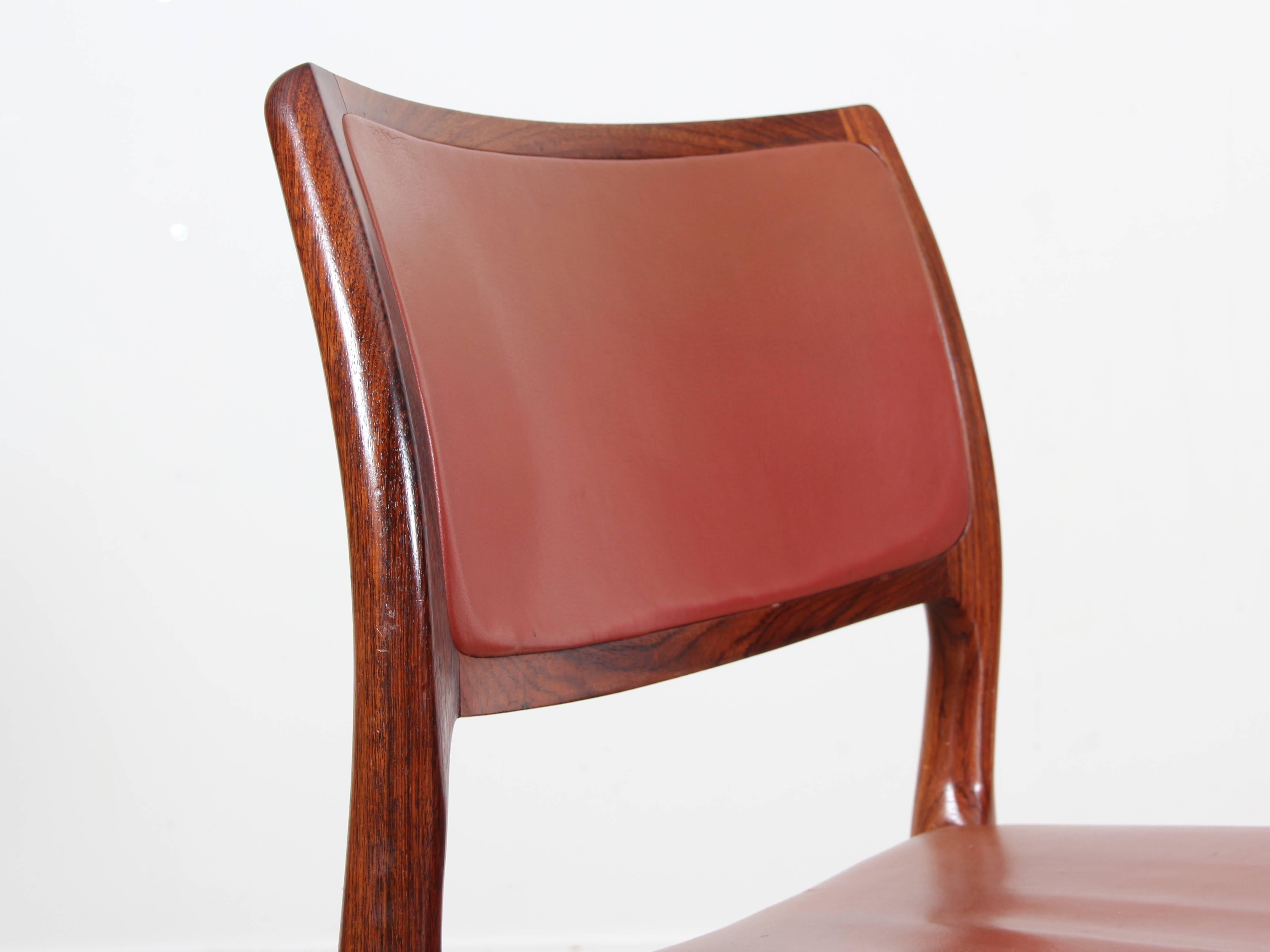 Mid-Century Danish Set of Six Chairs in Rosewood by Niels Møller For Sale 4