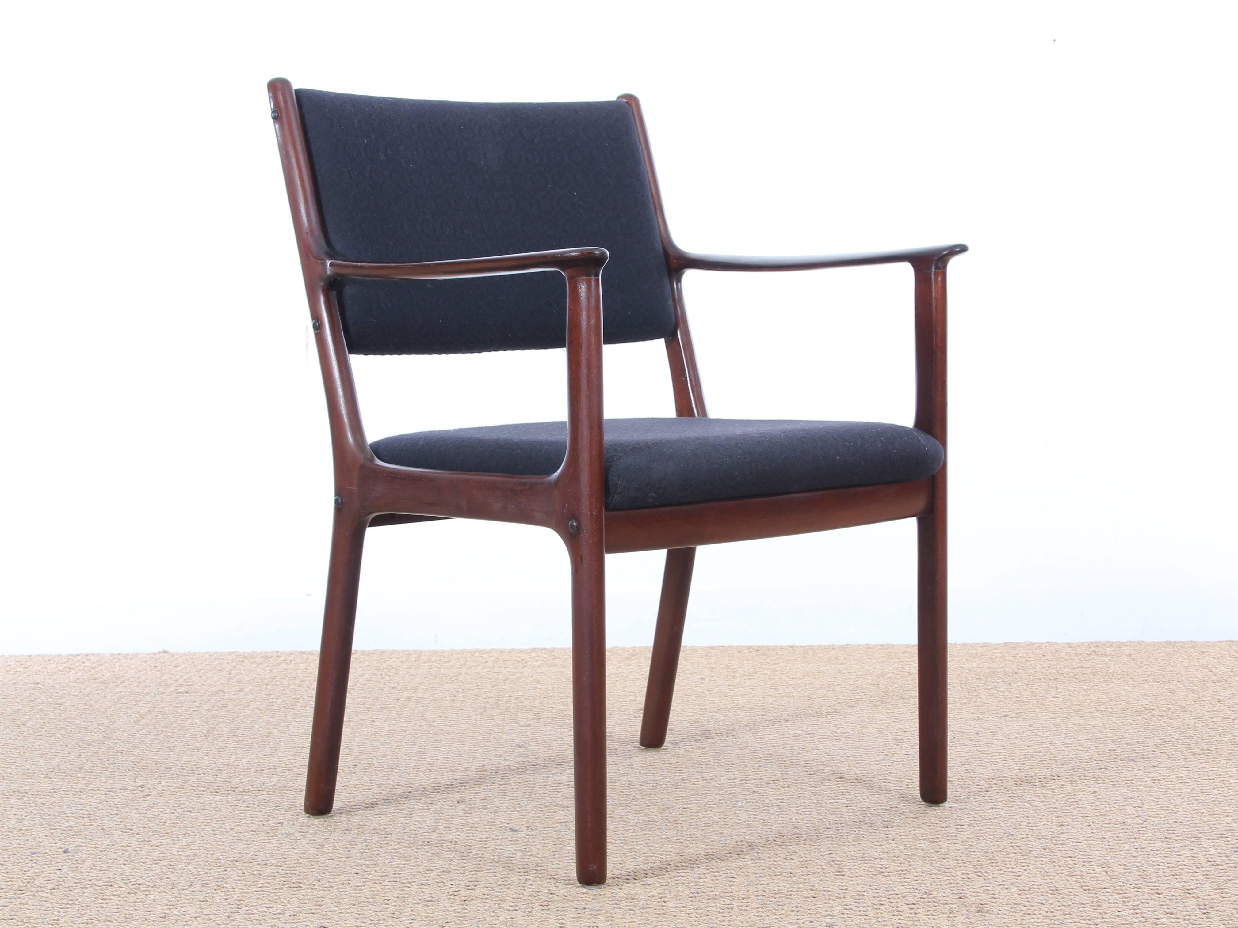 Danish Mid-Century Modern Pair of Armchairs in Mahogany Model PJ-412 by Ole Wanscher