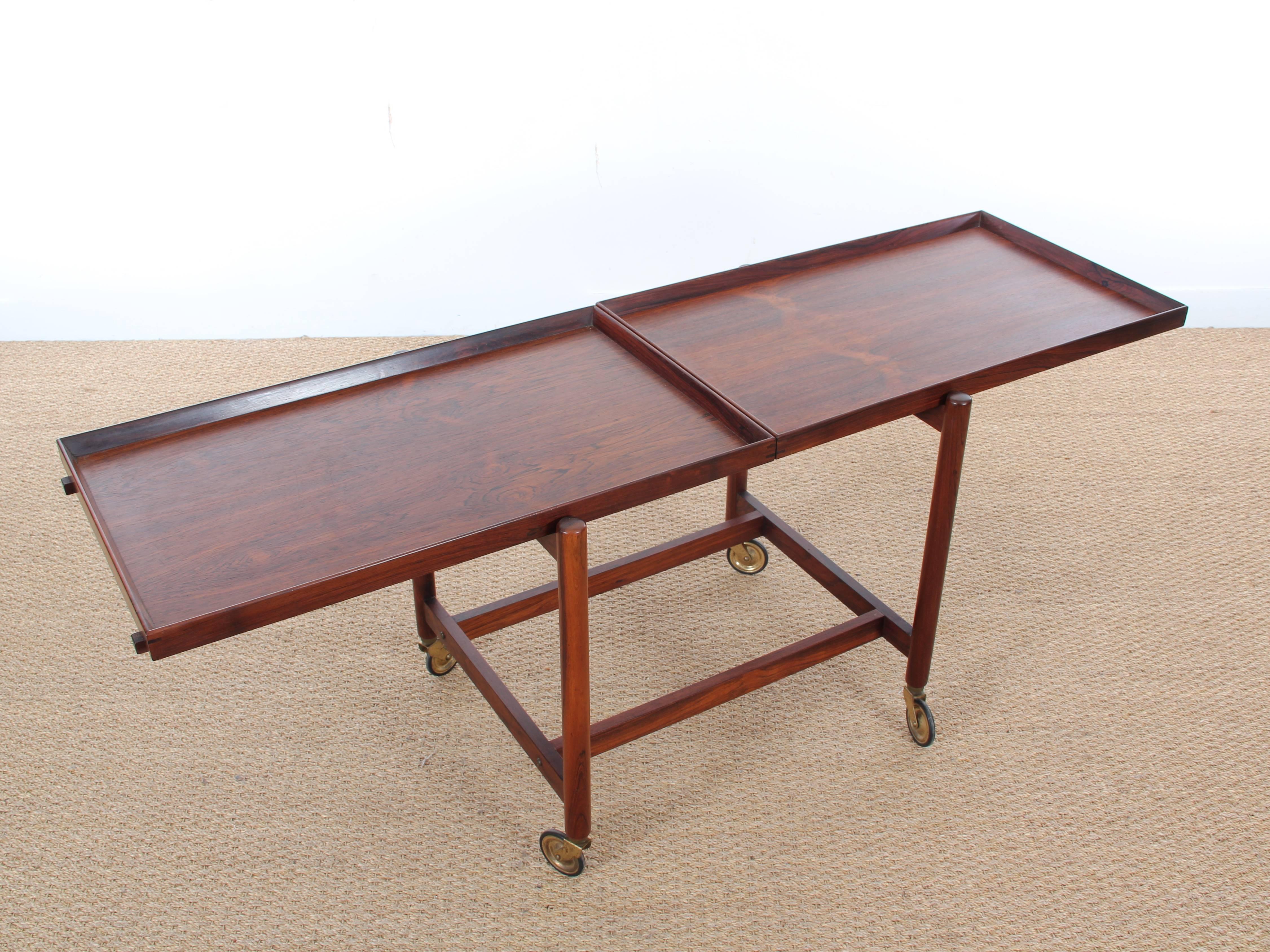 Mid-Century Danish Serving Cart in Rosewood by Poul Hundevad In Excellent Condition In Courbevoie, FR