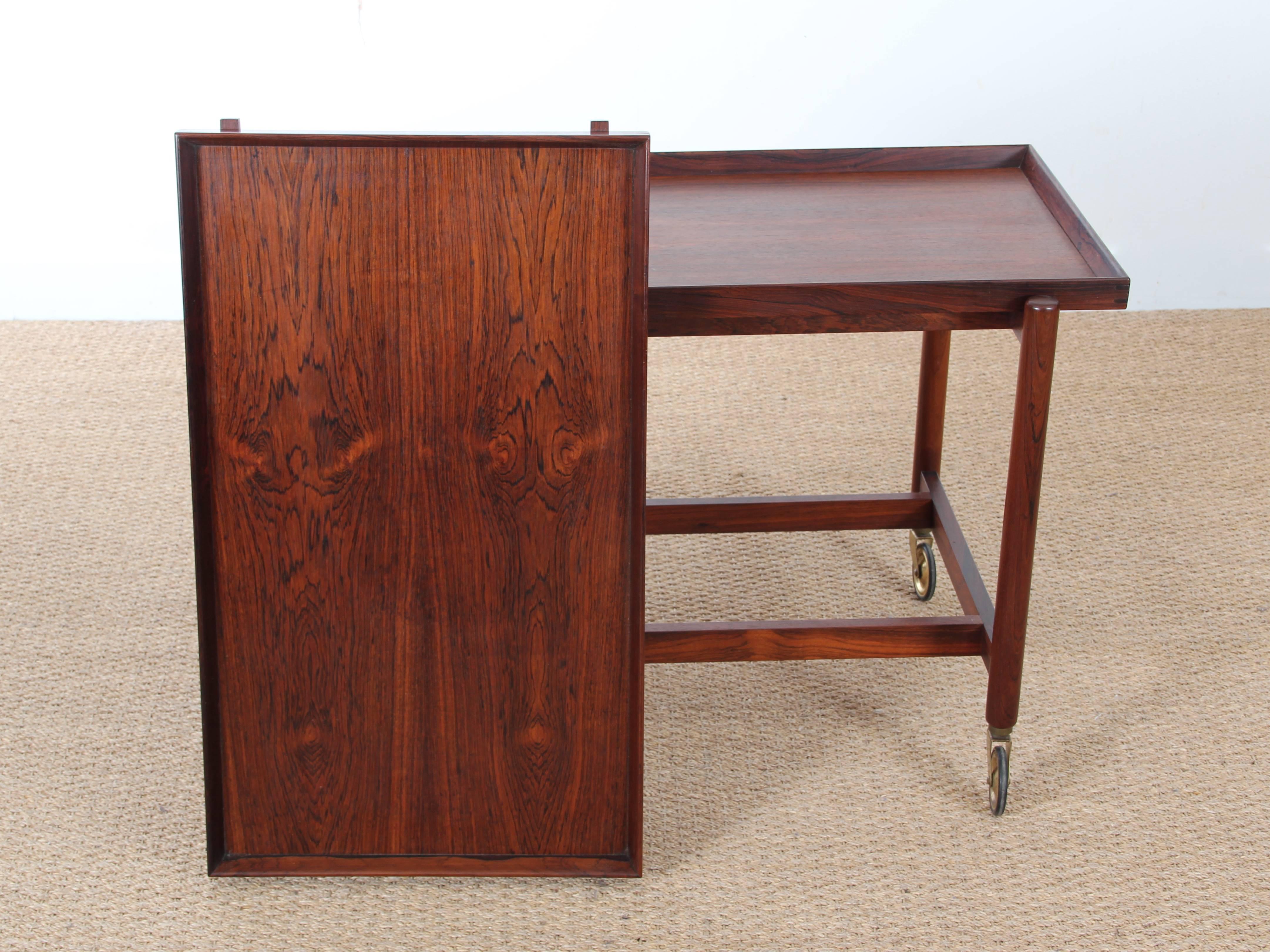 Mid-Century Danish Serving Cart in Rosewood by Poul Hundevad 2