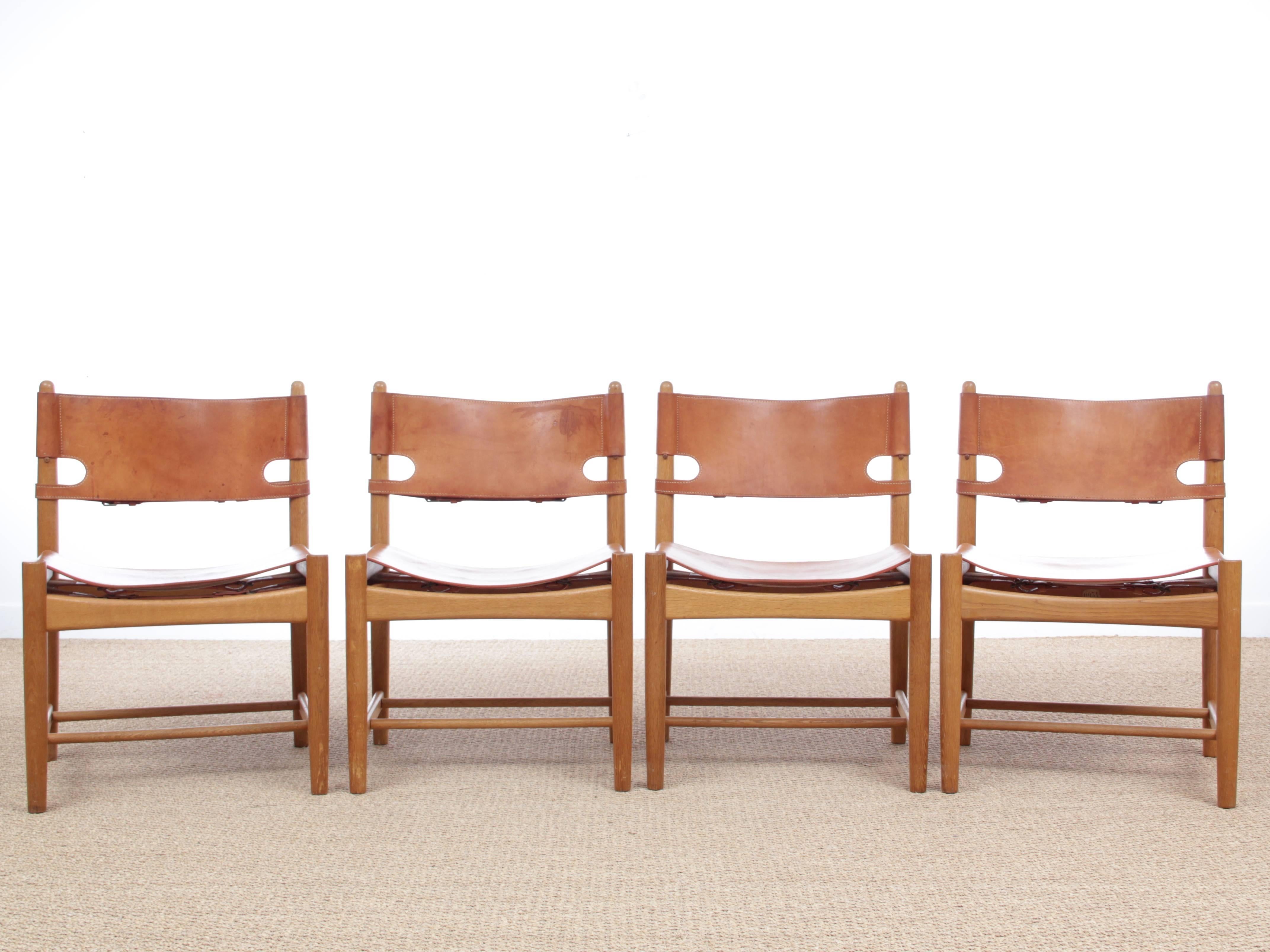Mid-Century Modern Scandinavian Set of Four Chairs by Børge Mogensen Model 3237 3