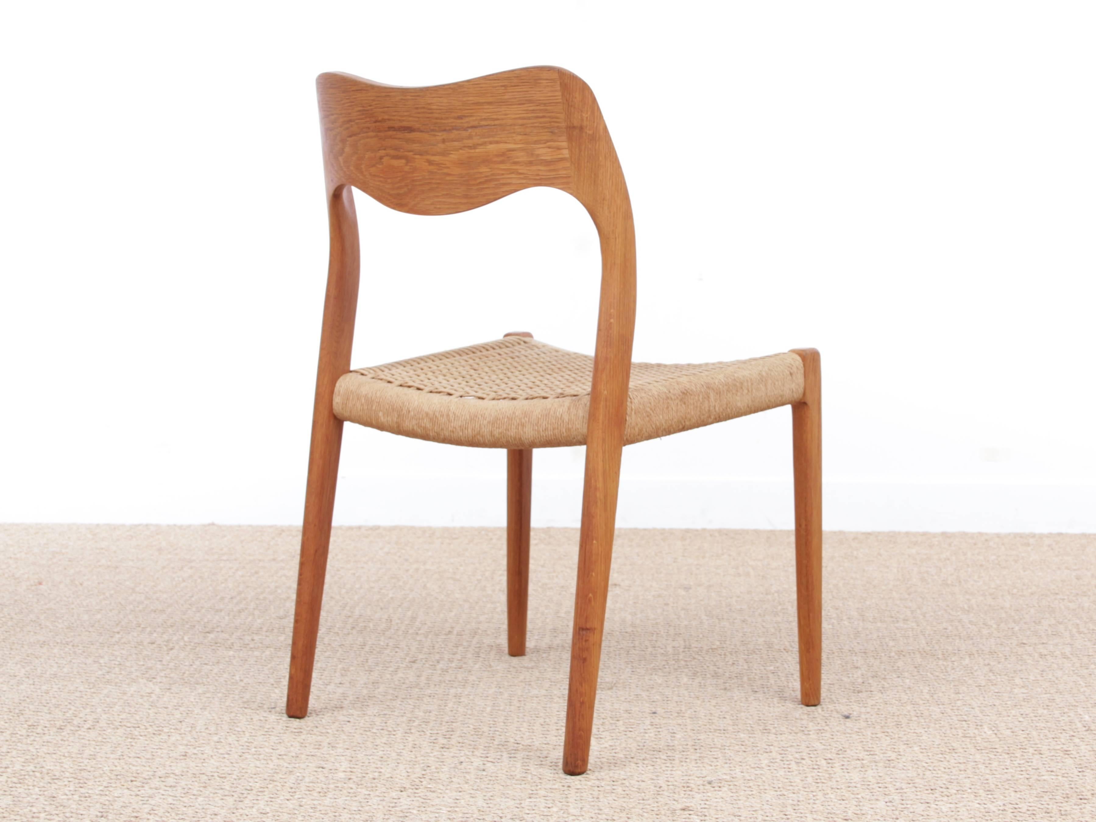 Mid-Century Modern Danish Chair in Oak Model 71 by Niels O. Møller 2
