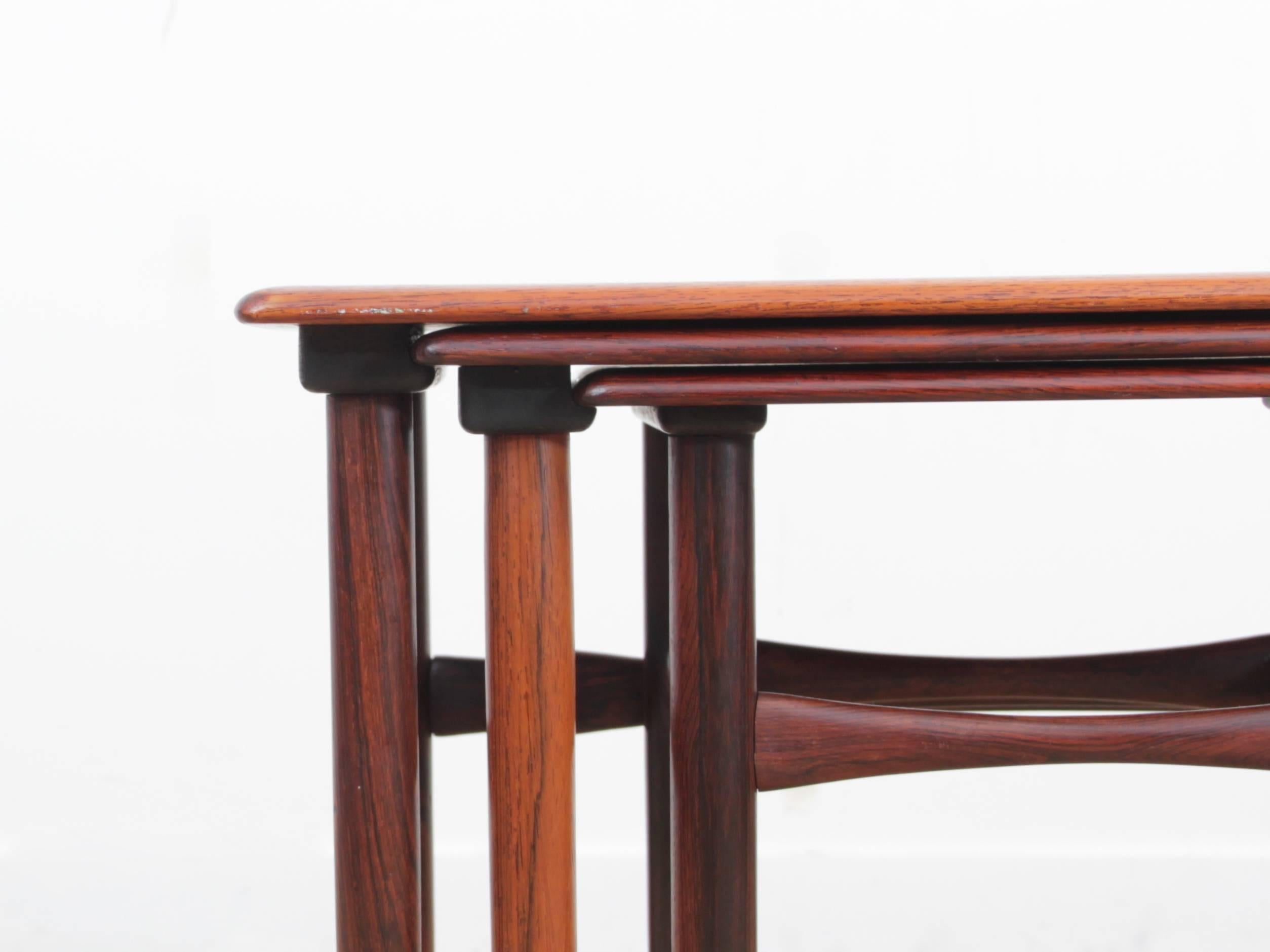 Mid-Century Modern Scandinavian Nesting Tables in Rosewood by Poul Hundevad 3