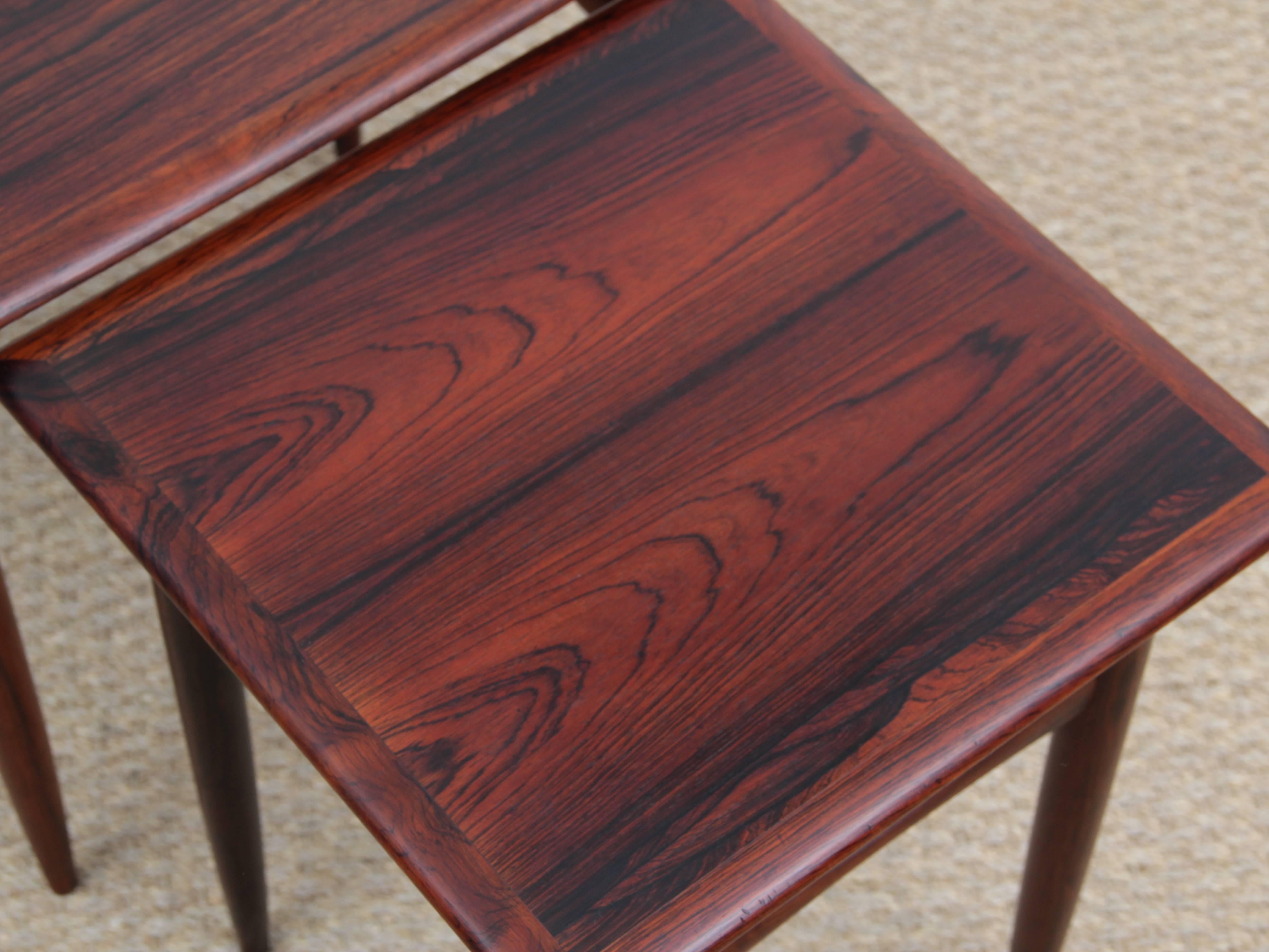 Mid-Century Modern Scandinavian Nesting Tables in Rosewood by Poul Hundevad 1