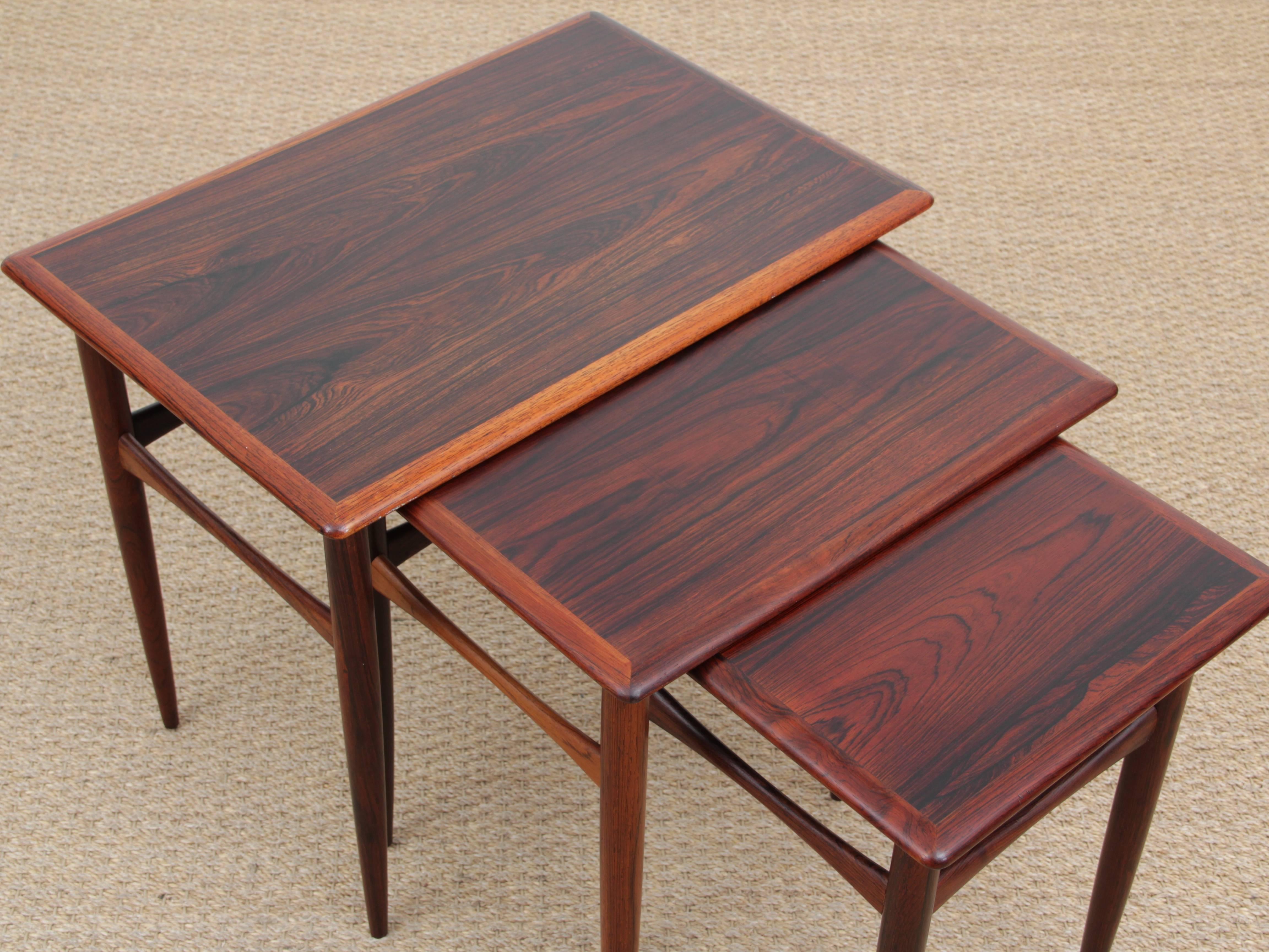 Danish Mid-Century Modern Scandinavian Nesting Tables in Rosewood by Poul Hundevad