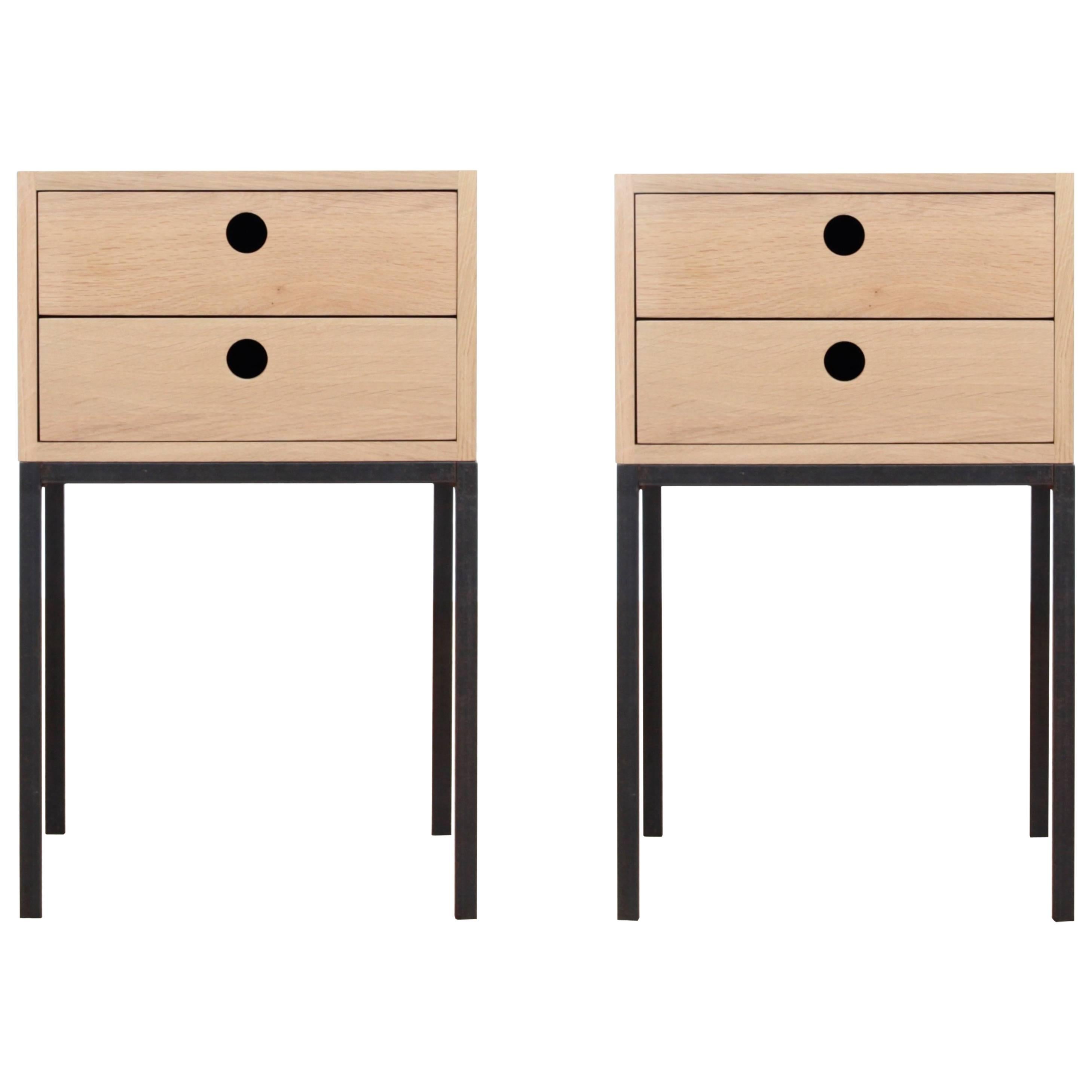 Pair of Bed Tables in Oak Model Fredericia, Two Drawers