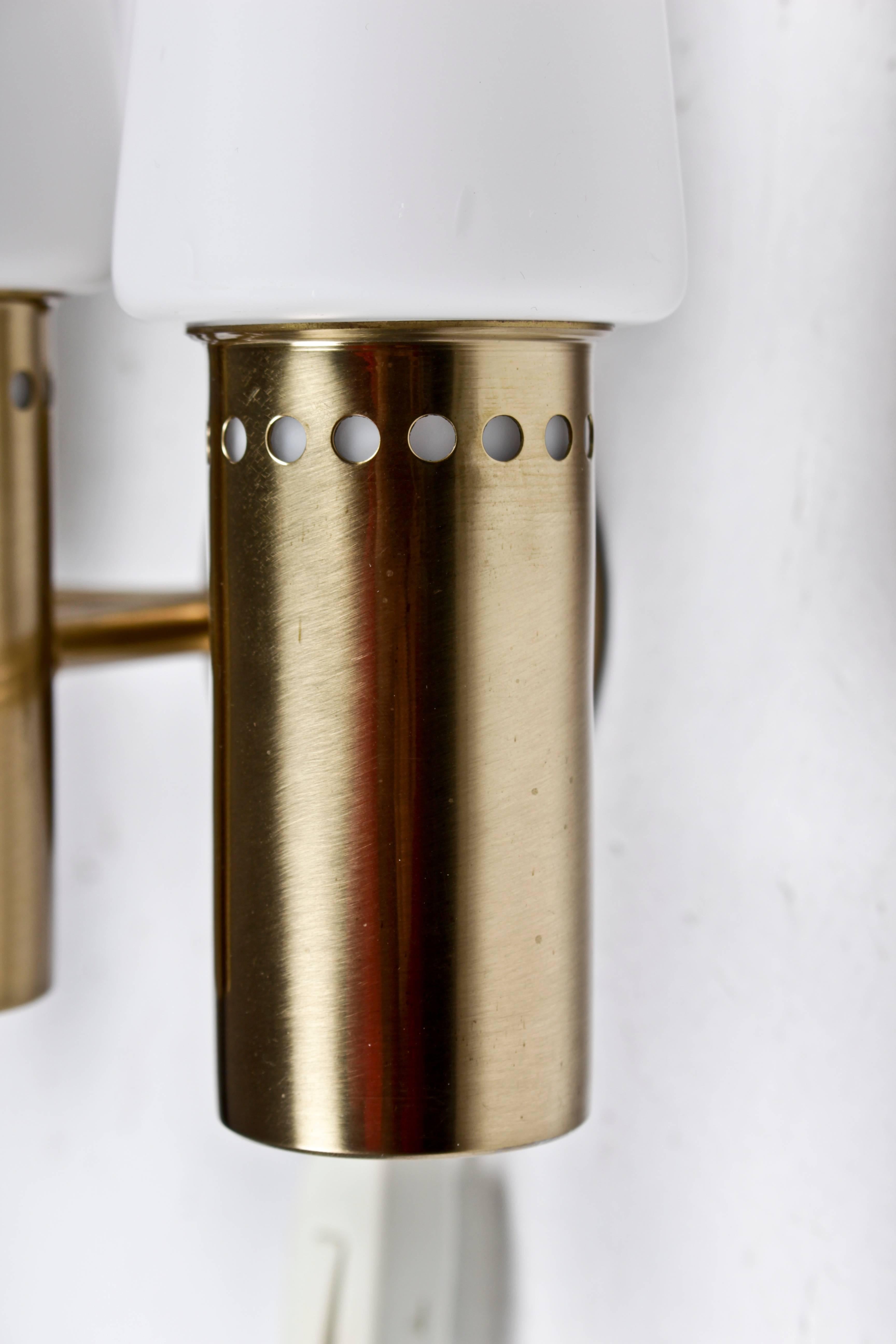 20th Century Wall Sconce in Brass and Opaline Glass by Hans-Agne Jakobsson