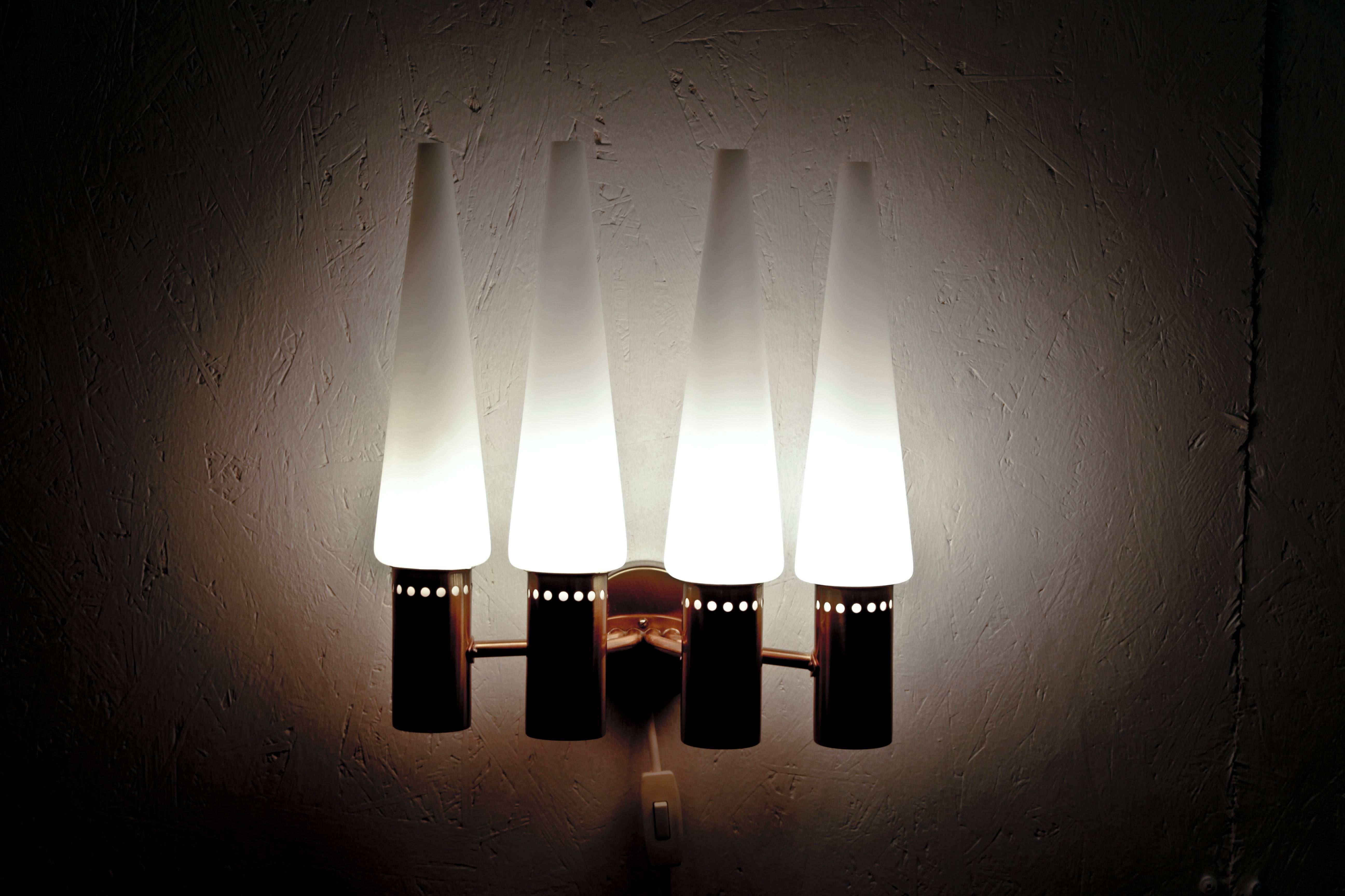 Wall Sconce in Brass and Opaline Glass by Hans-Agne Jakobsson 3