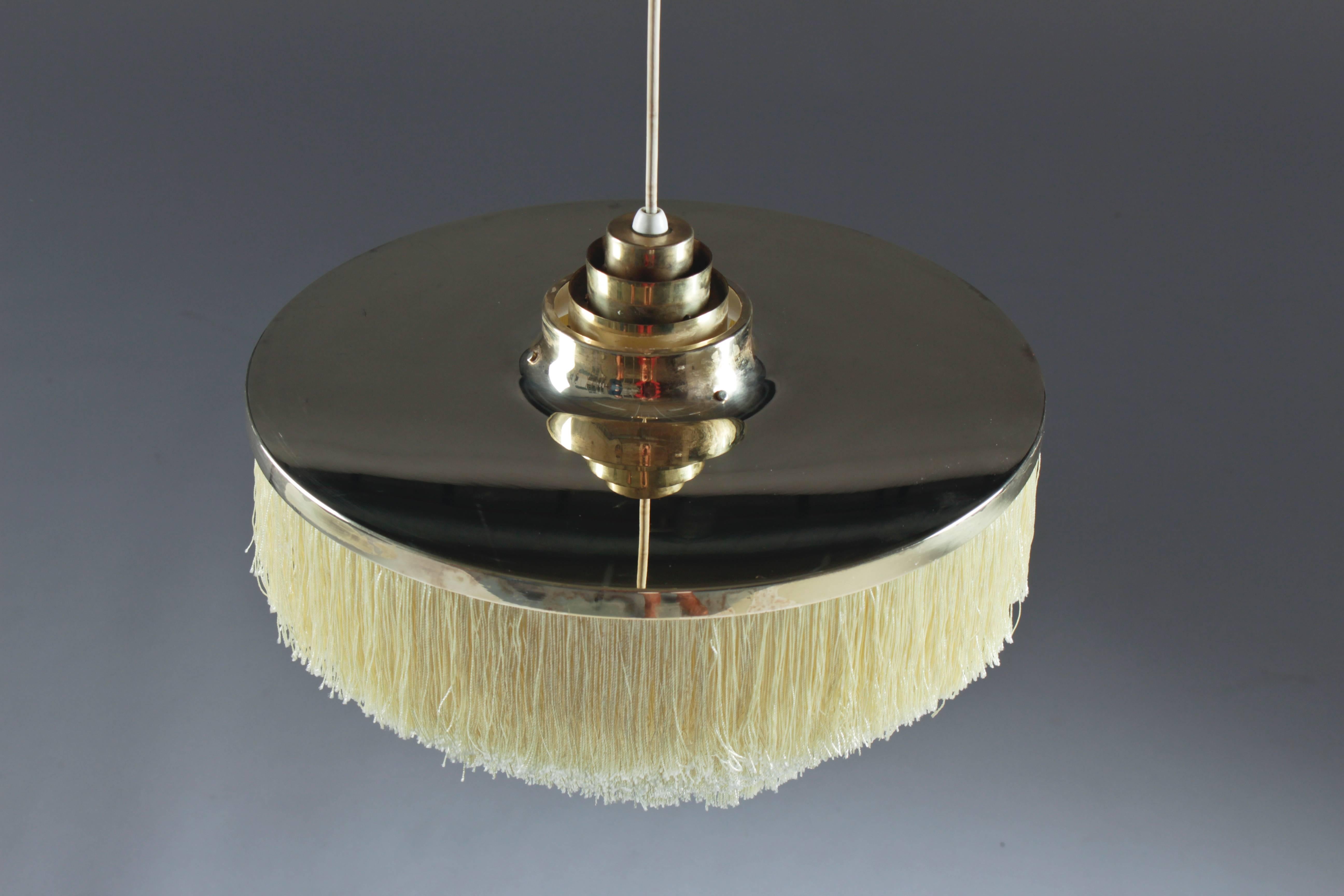 20th Century Ceiling Light by Hans-Agne Jakobsson in Brass and Silk