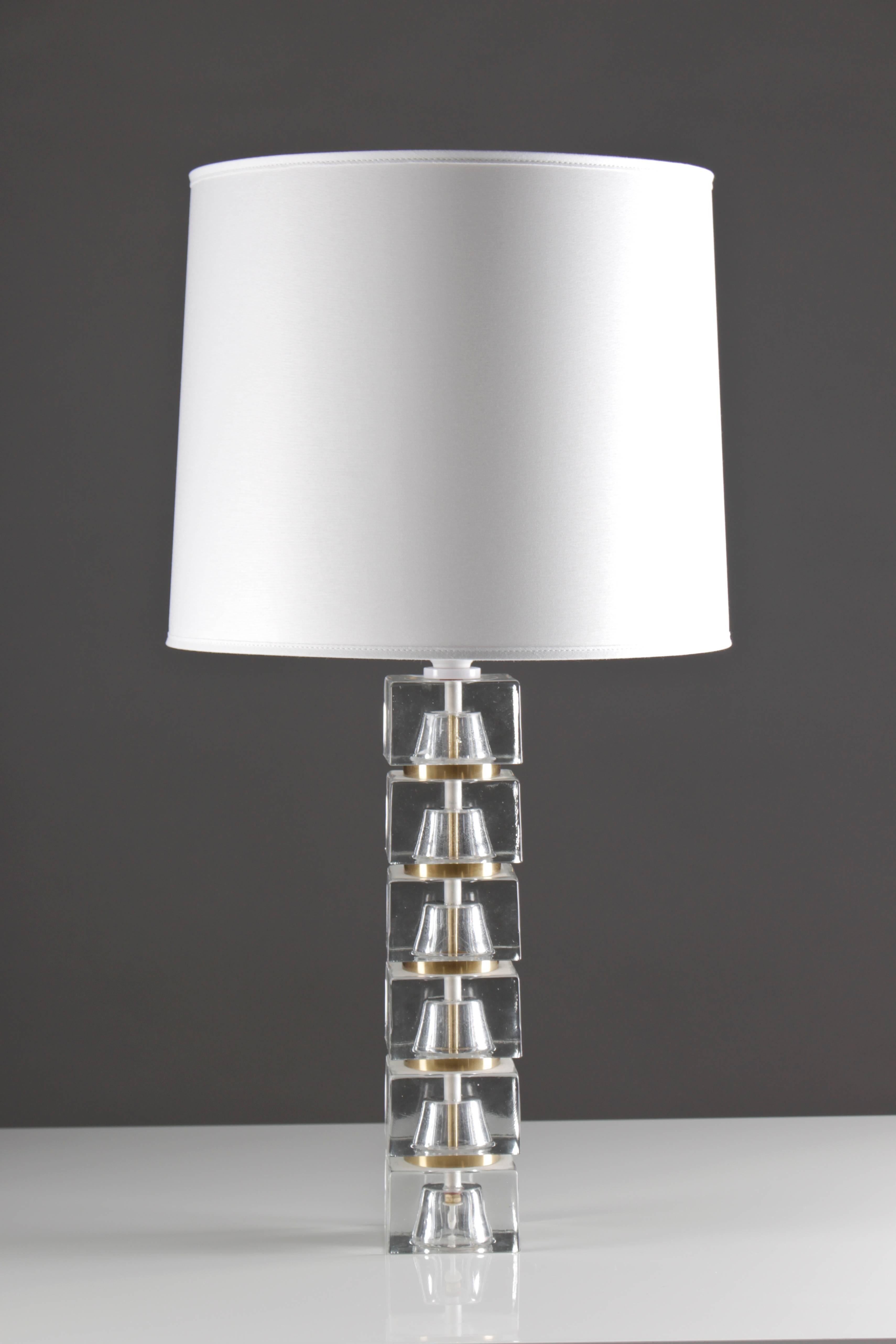 Pair of Swedish Mid-century Table Lamps in Glass and Brass In Good Condition In Karlstad, SE