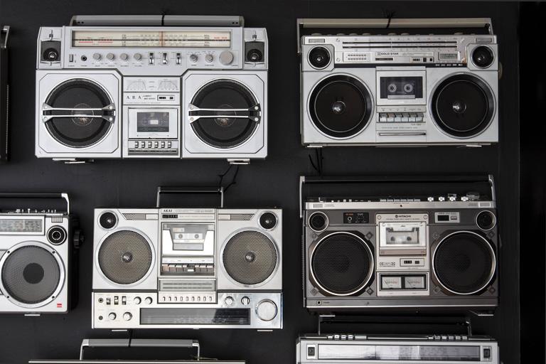 Metal Unique Vintage Boombox Collection from the 1980s For Sale