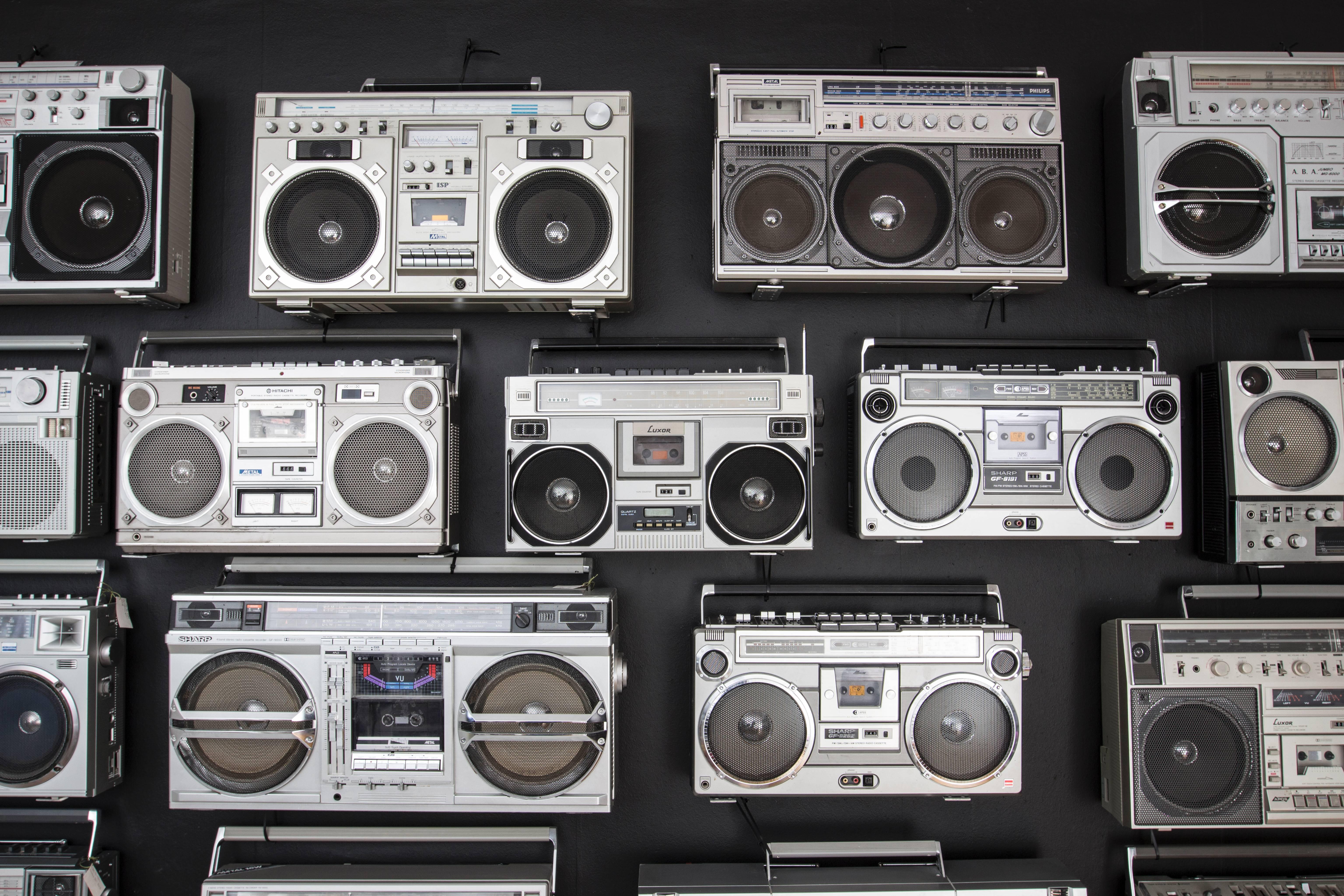 Metal Unique Vintage Boombox Collection from the 1980s For Sale