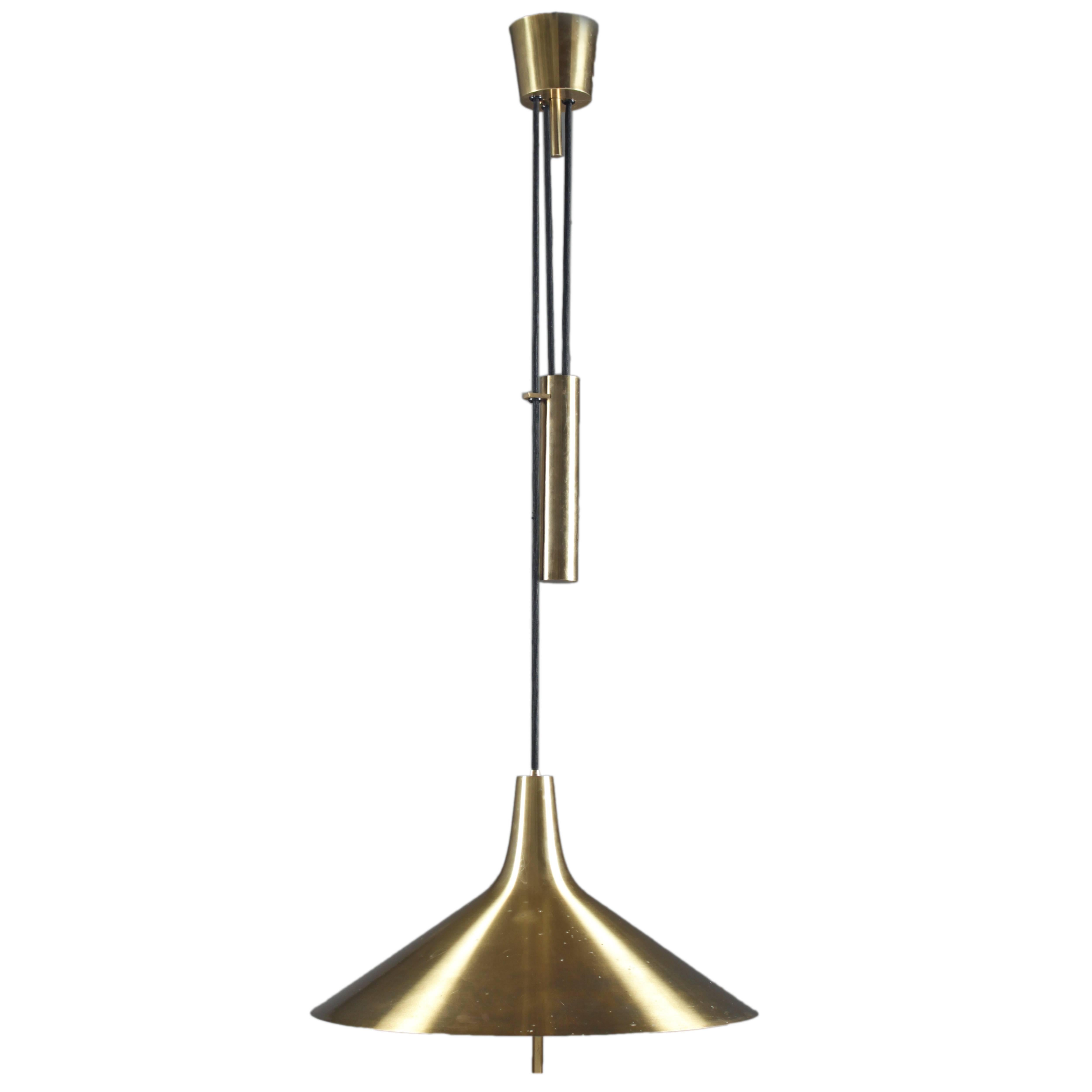 Danish Brass Pendant in Brass with Counter Weight