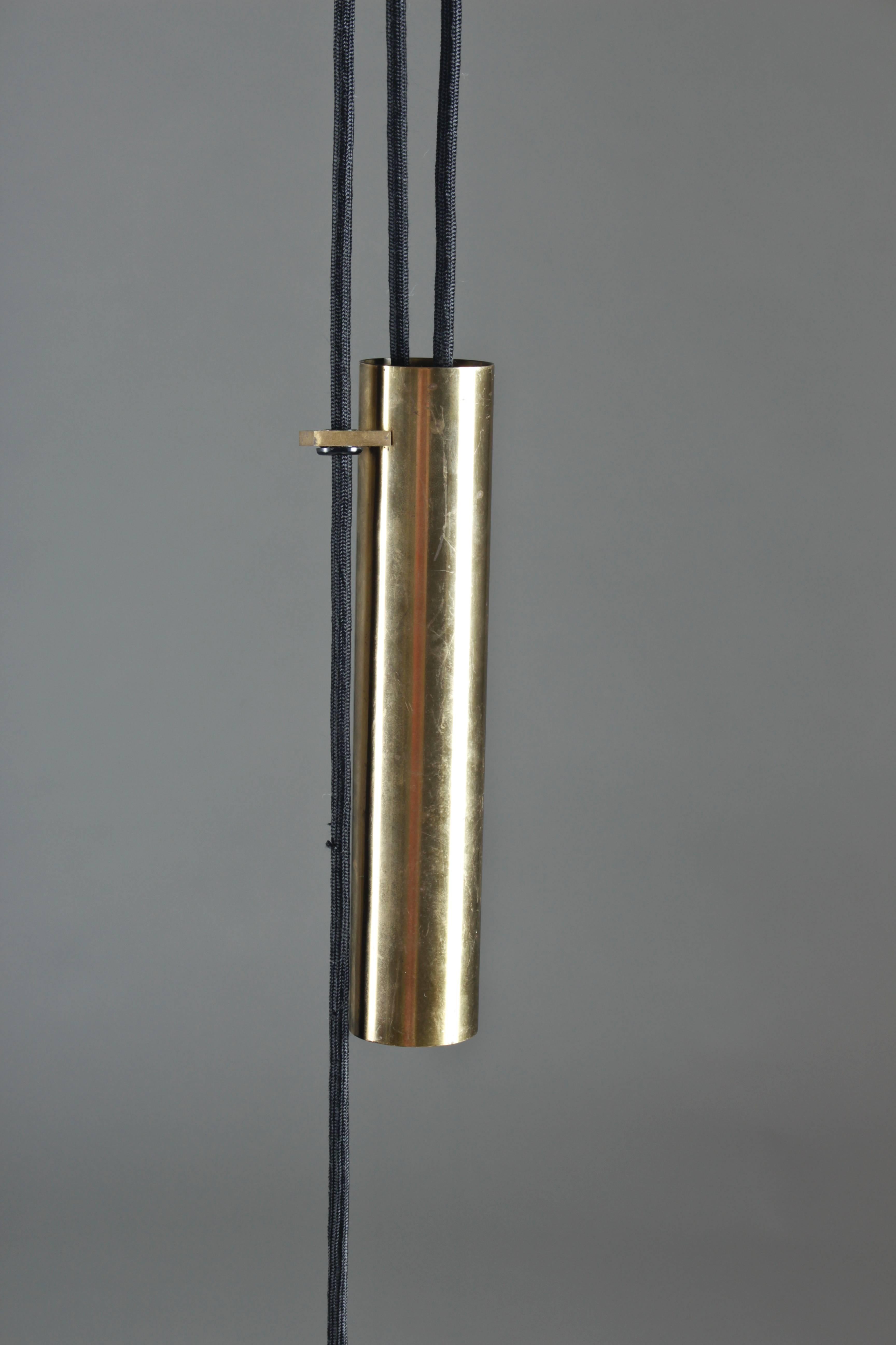 Mid-Century Modern Danish Brass Pendant in Brass with Counter Weight