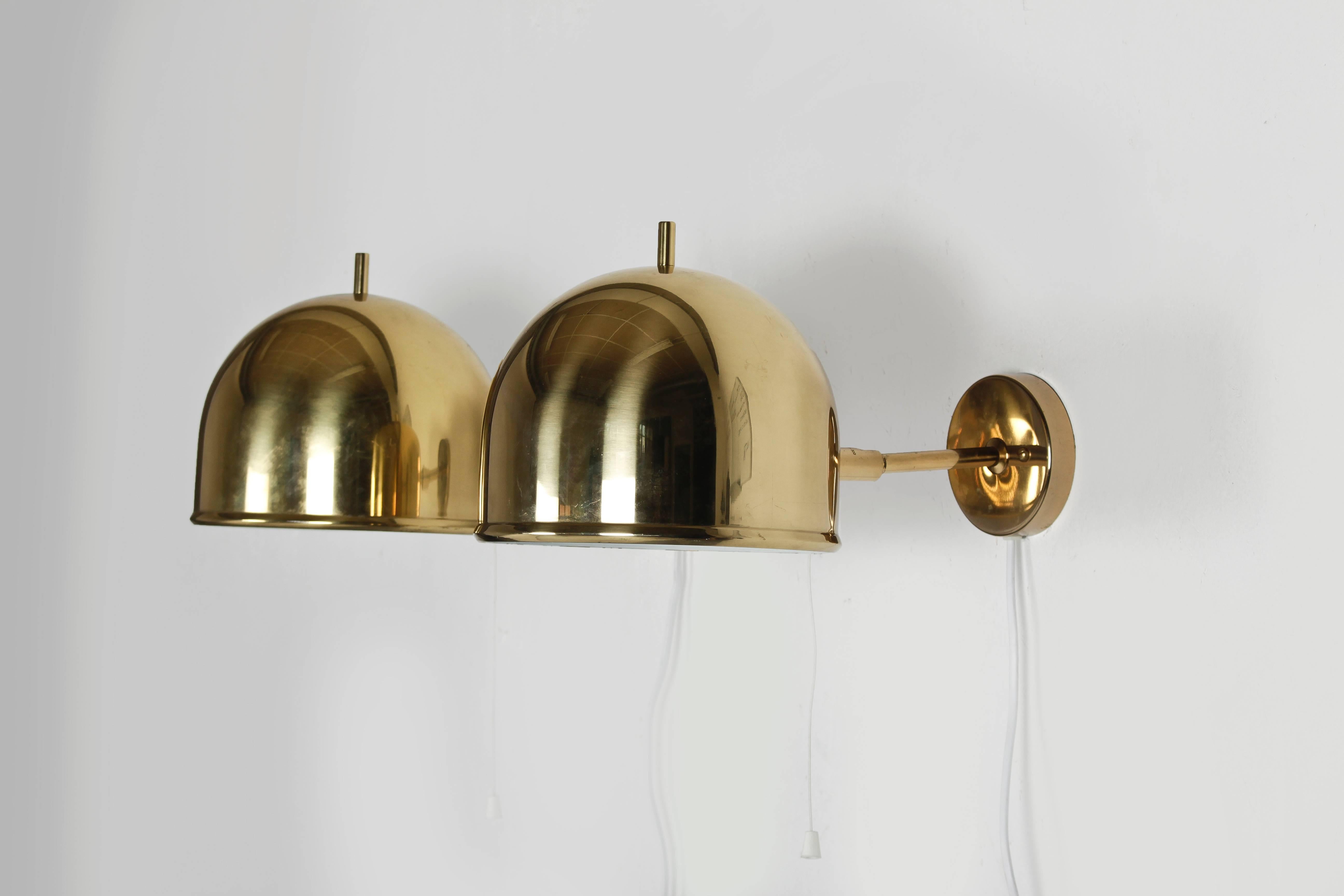 Mid-Century Modern Wall Lamps in Brass by Bergboms, Sweden