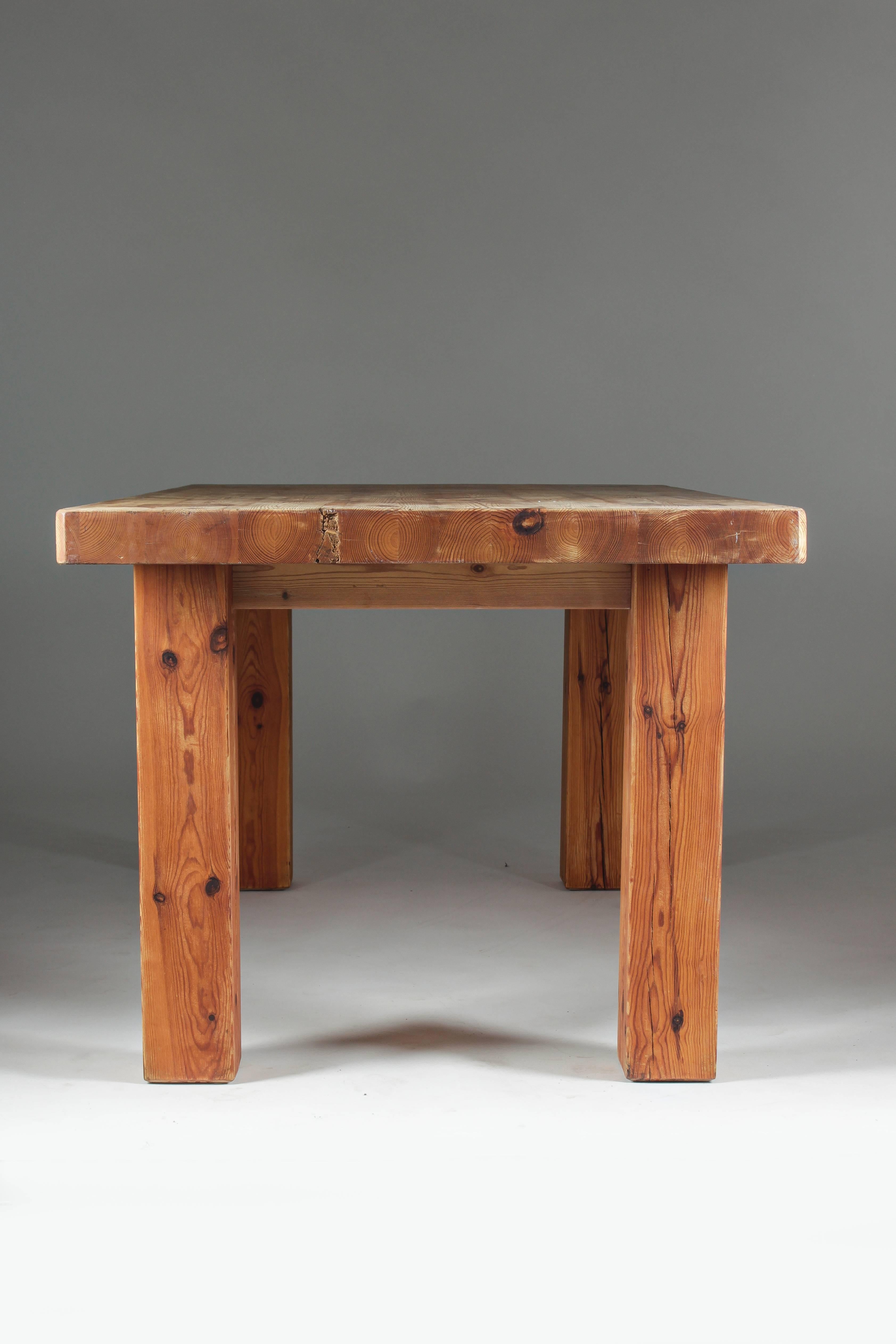 Mid-Century Modern Swedish Table Made of Wood from an Old Barn