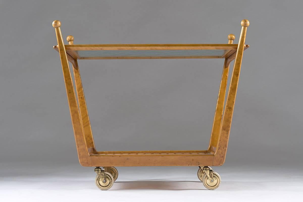 20th Century Swedish Birch and Glass Serving Trolley For Sale