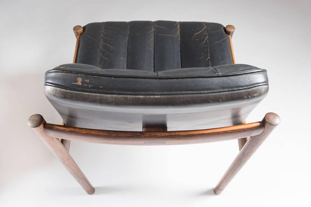 Norwegian Pair of Scandinavian Easy Chairs in Rosewood and Leather by Sven Ivar Dysthe For Sale