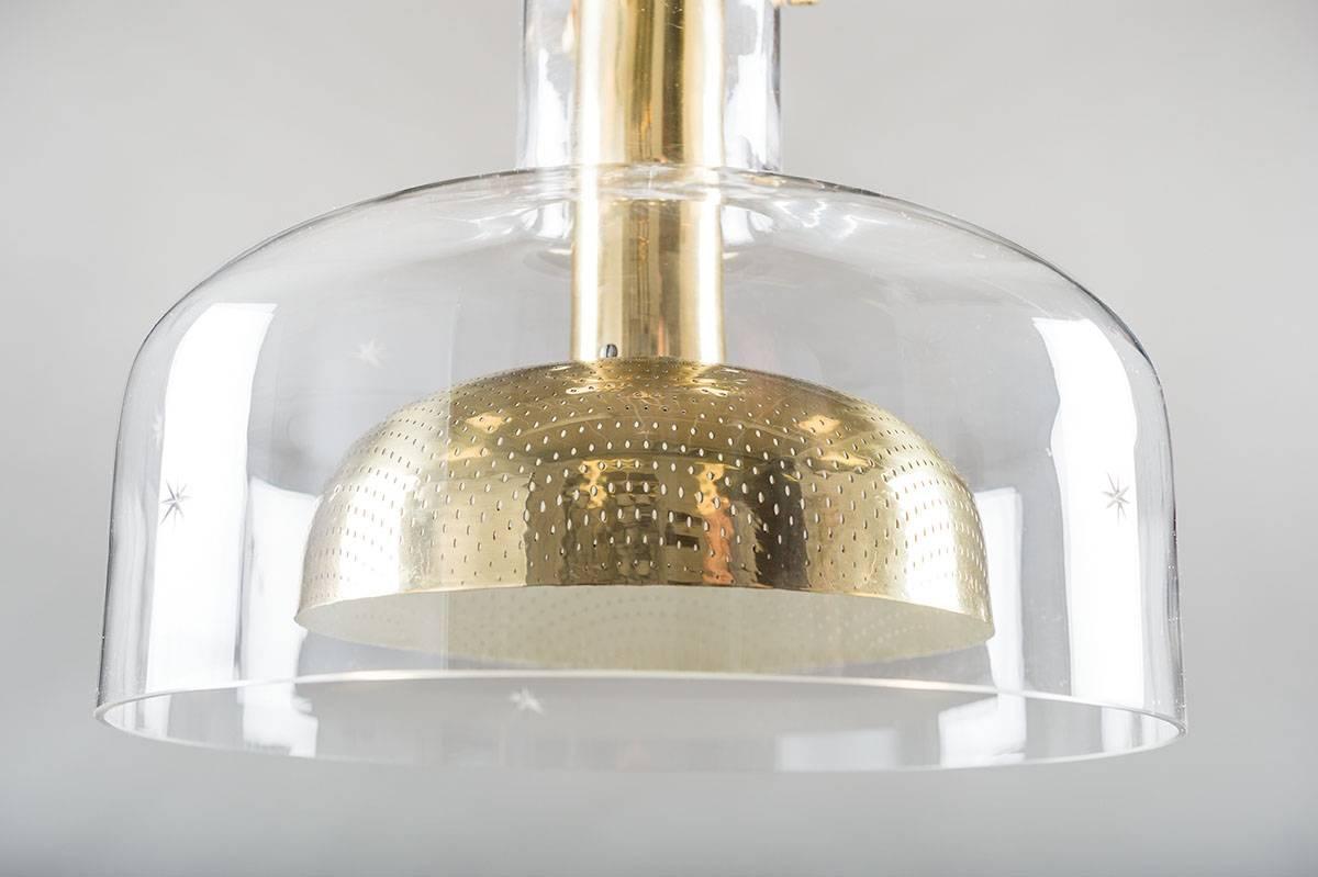Scandinavian Modern Scandinavian Pendant in Glass and Brass by Anders Pehrson for Ateljé Lyktan