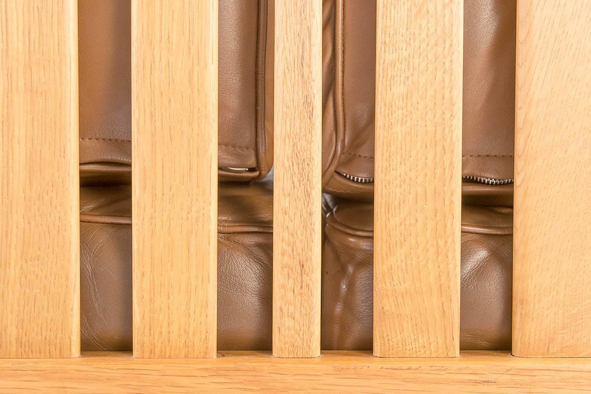 20th Century Swedish Oak and Brown Leather Sofa 