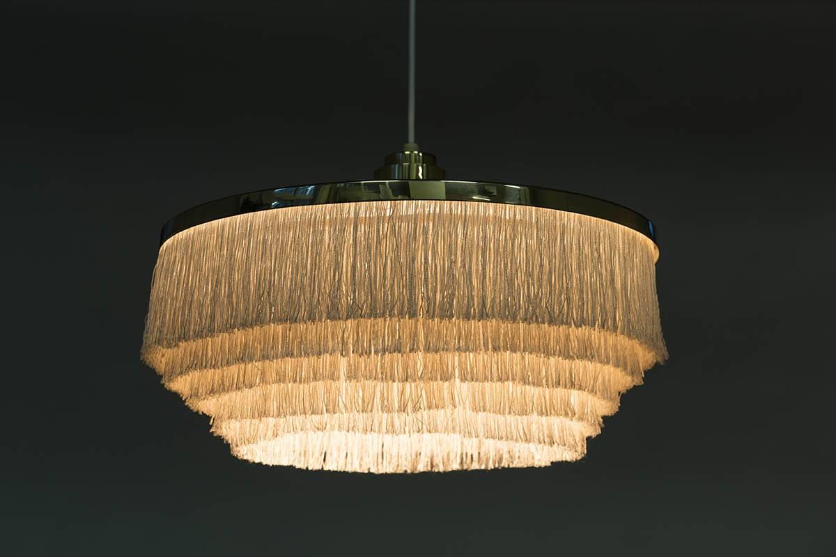 Swedish Pendant in Brass with Silk Fringes by Hans-Agne Jakobsson, 1960s In Good Condition In Karlstad, SE