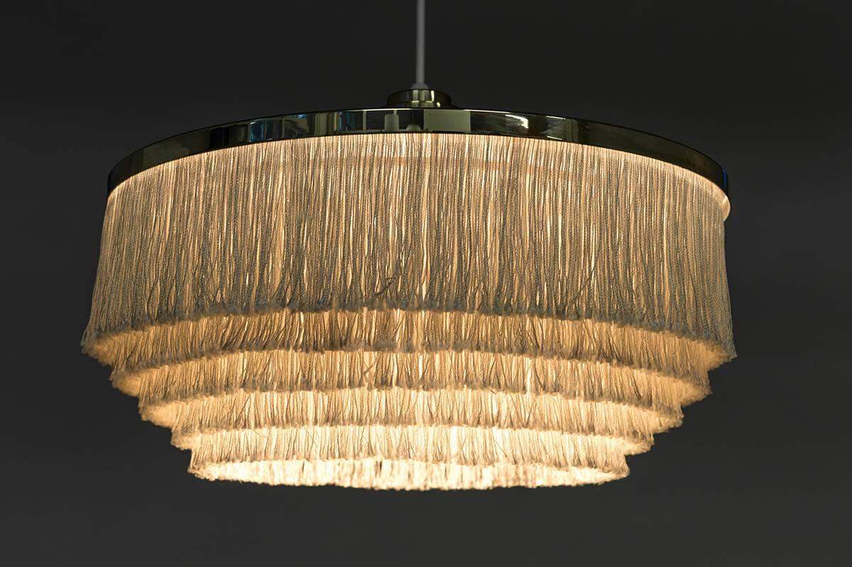 Swedish Pendant in Brass with Silk Fringes by Hans-Agne Jakobsson, 1960s 2