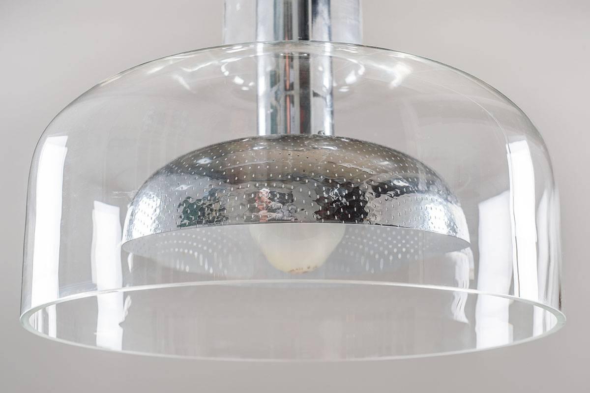 20th Century Scandinavian Pendant in Glass and Chrome by Anders Pehrson for Ateljé Lyktan For Sale